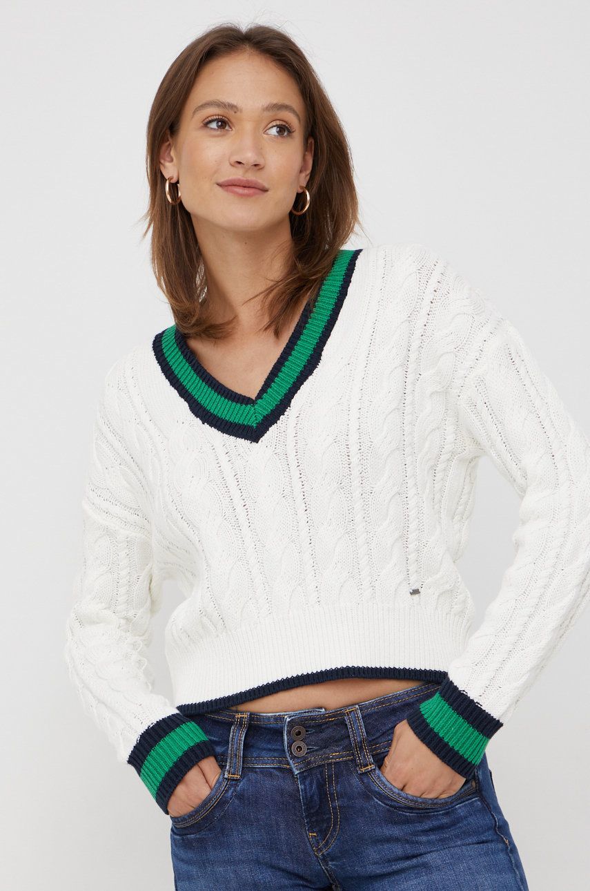 Pepe Jeans sweter damski kolor biały lekki