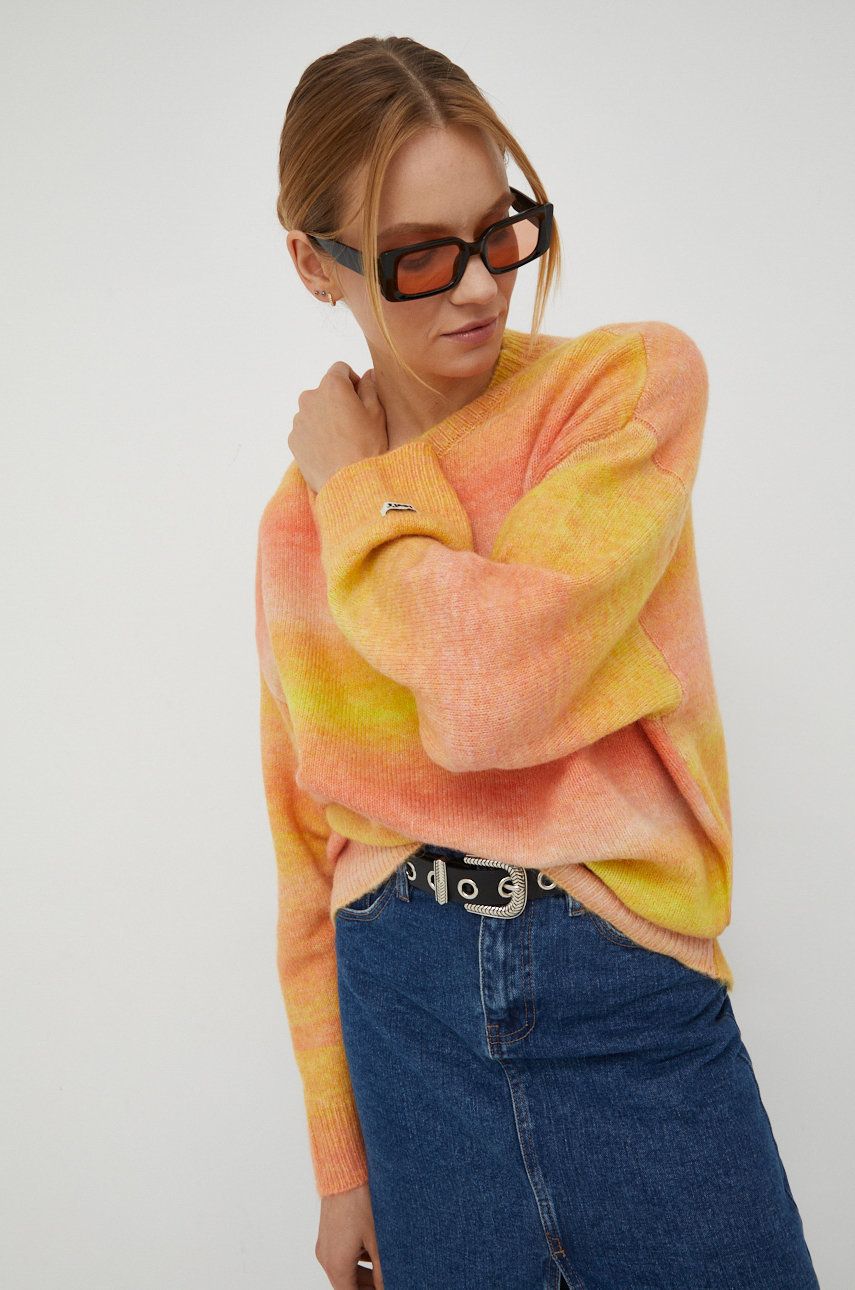Levi’s pulover din amestec de lana femei, culoarea portocaliu, călduros amestec imagine promotii 2022