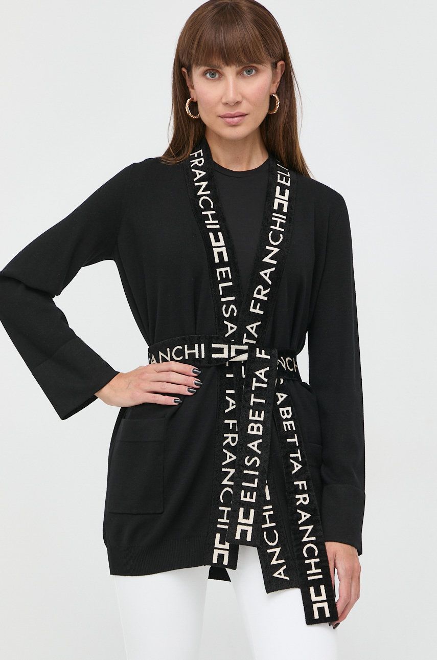 Elisabetta Franchi cardigan femei, culoarea negru, light answear imagine noua