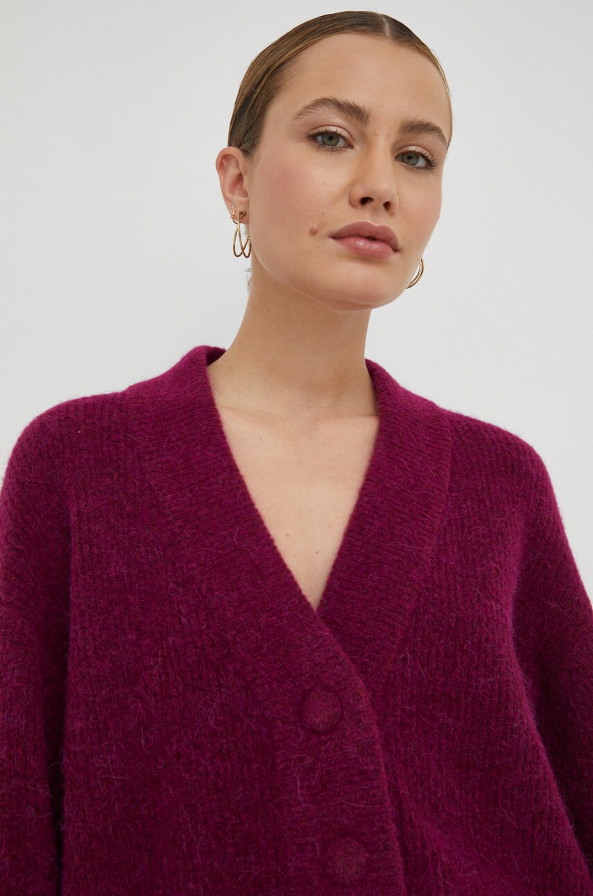 Gestuz pulover de lana femei, culoarea violet