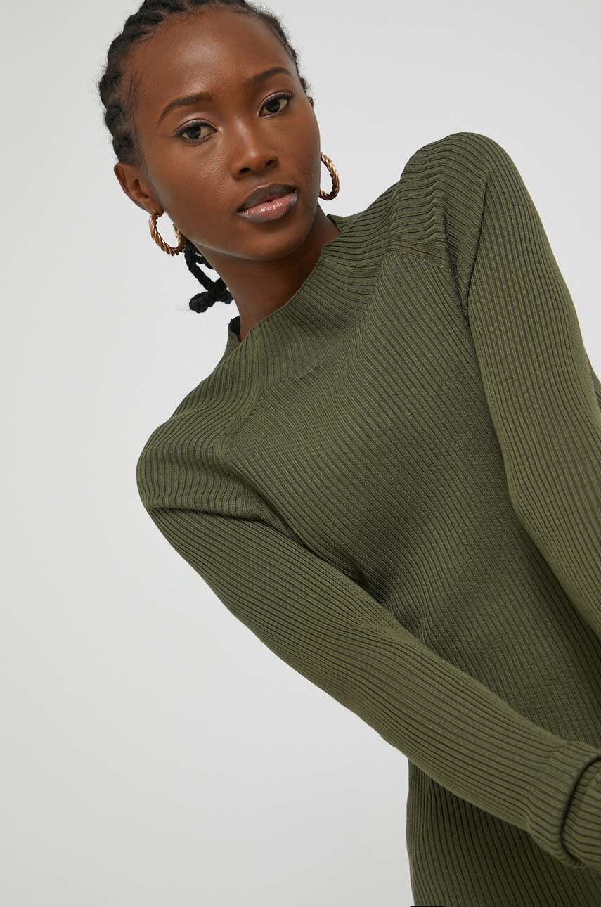 Only pulover femei, culoarea verde, light, cu turtleneck