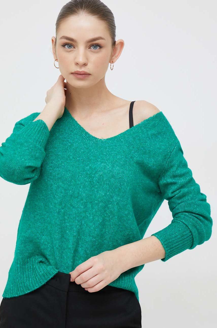 Vero Moda pulover femei, culoarea verde, light
