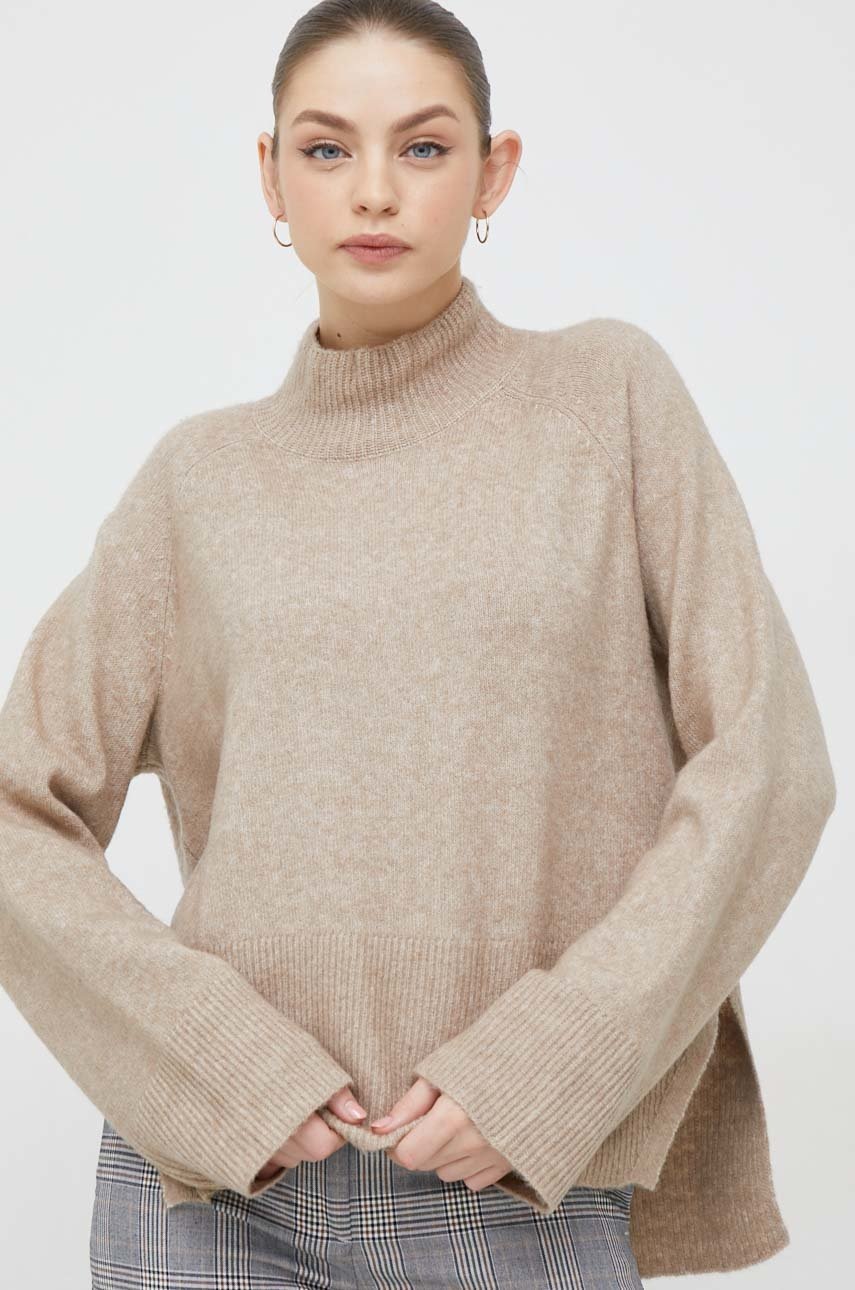 

Свитер Vero Moda женский цвет бежевый с полугольфом