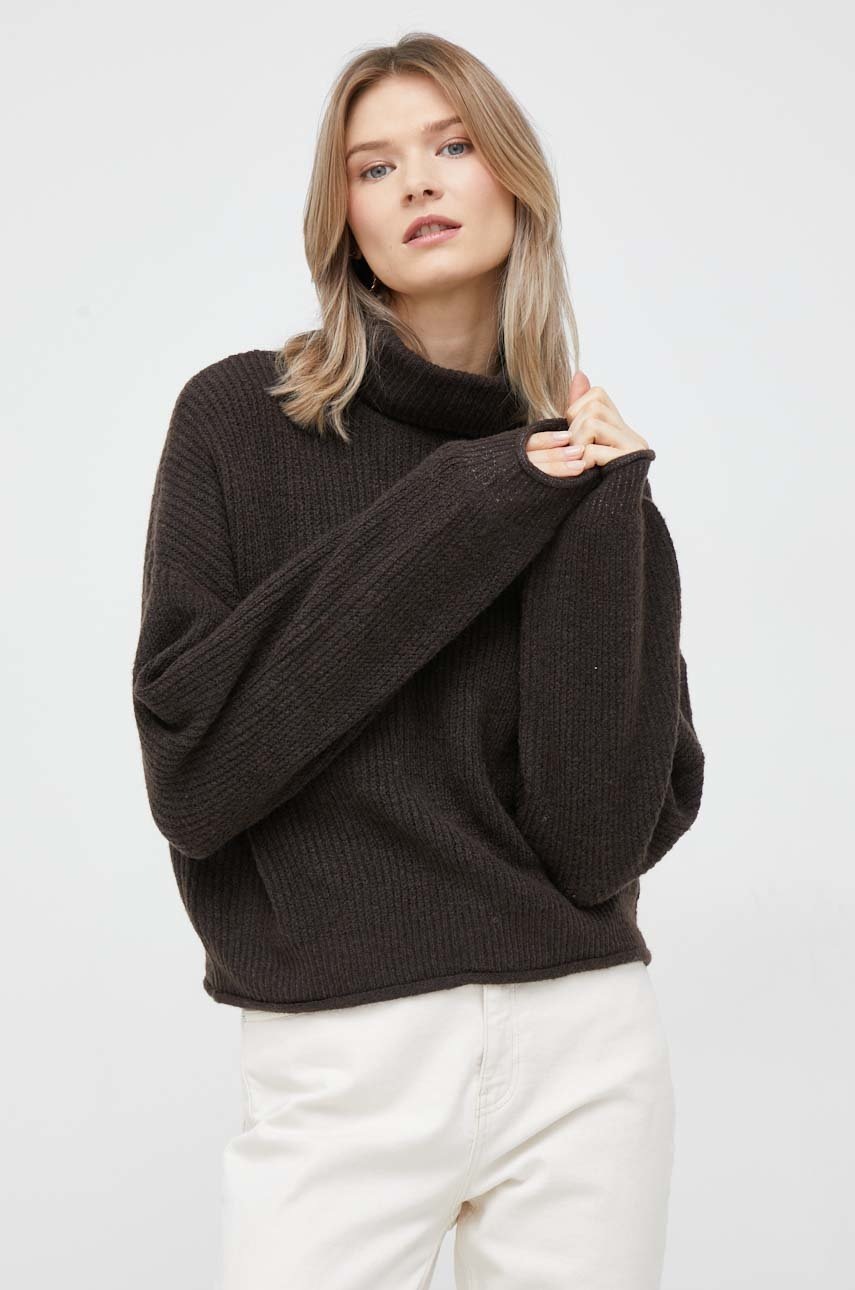 

Светр з домішкою вовни Vero Moda жіночий колір коричневий легкий гольф