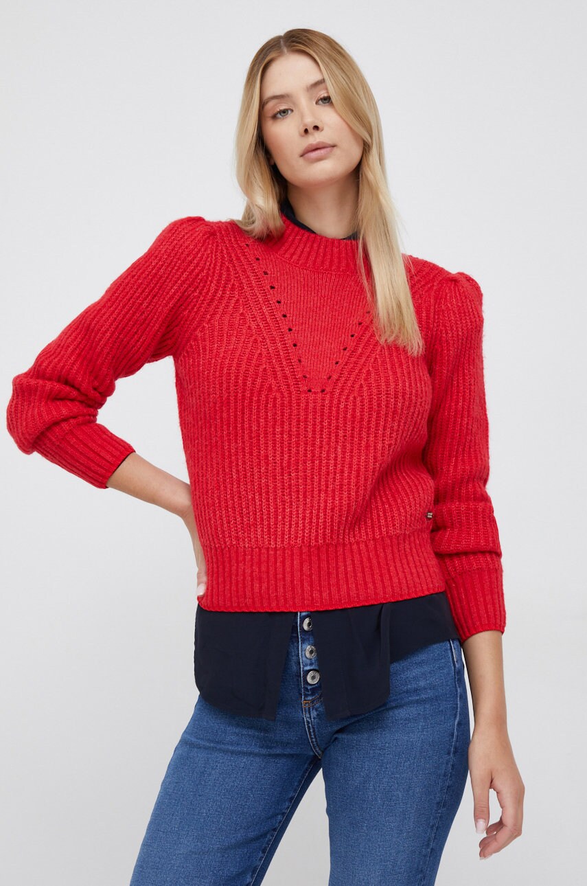 Scotch & soda pulover din amestec de lana femei, culoarea rosu,