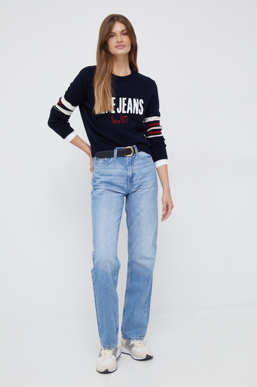 

Свитер с примесью шерсти Pepe Jeans женский цвет синий