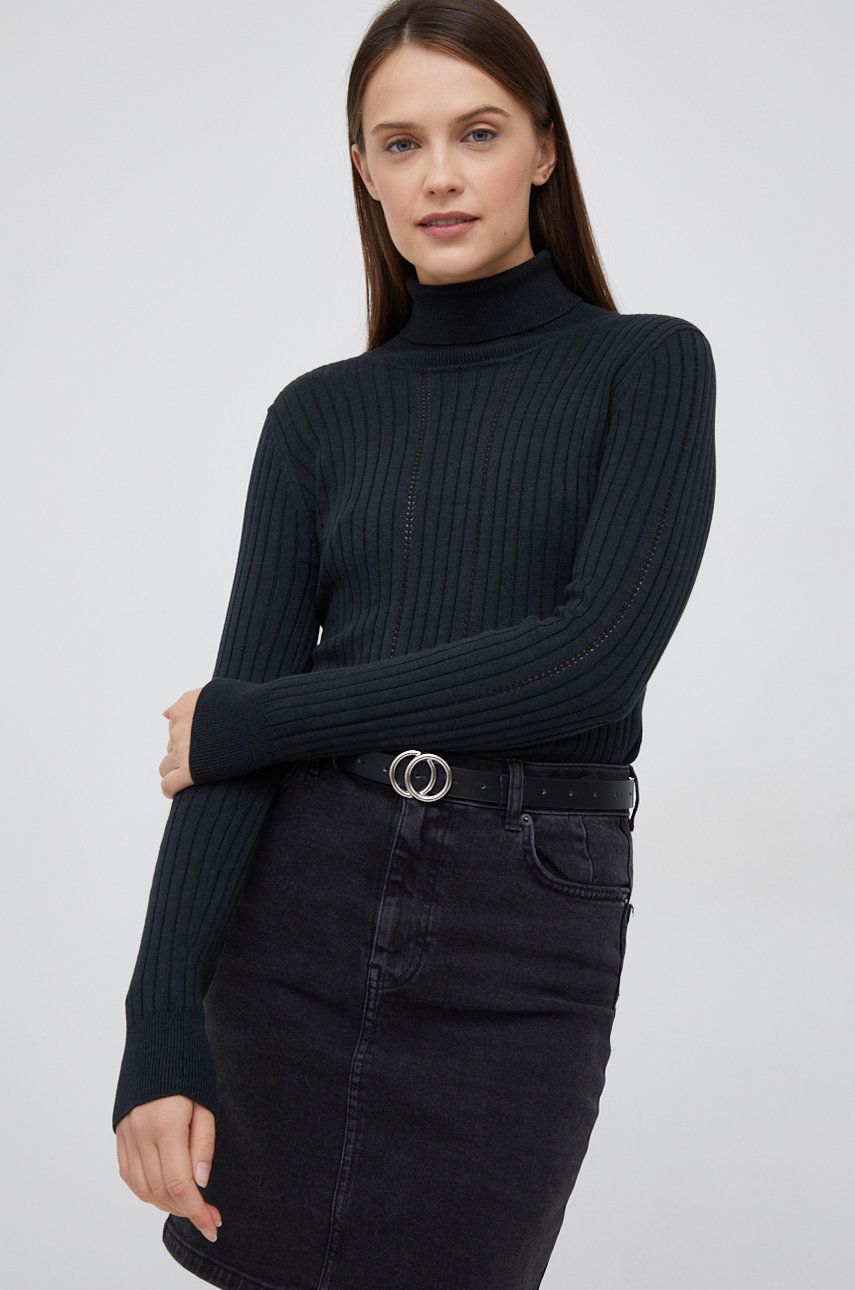 Pepe Jeans sweter damski kolor czarny lekki z golfem