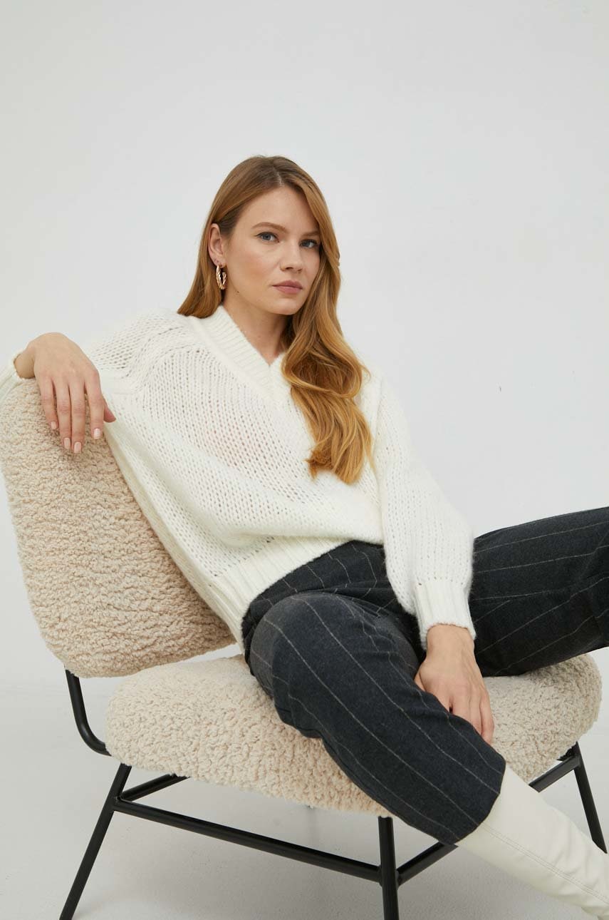 Max&co. pulover de lana femei, culoarea alb,