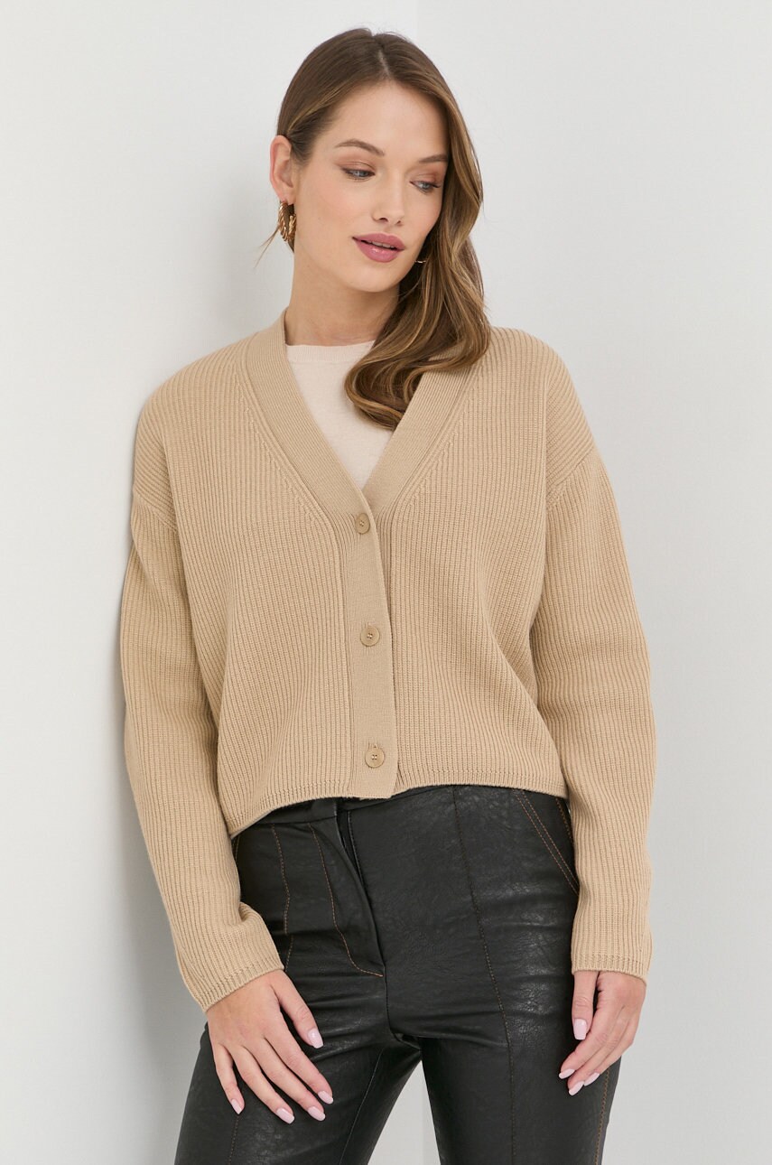 Max mara leisure cardigan din lana femei, culoarea galben