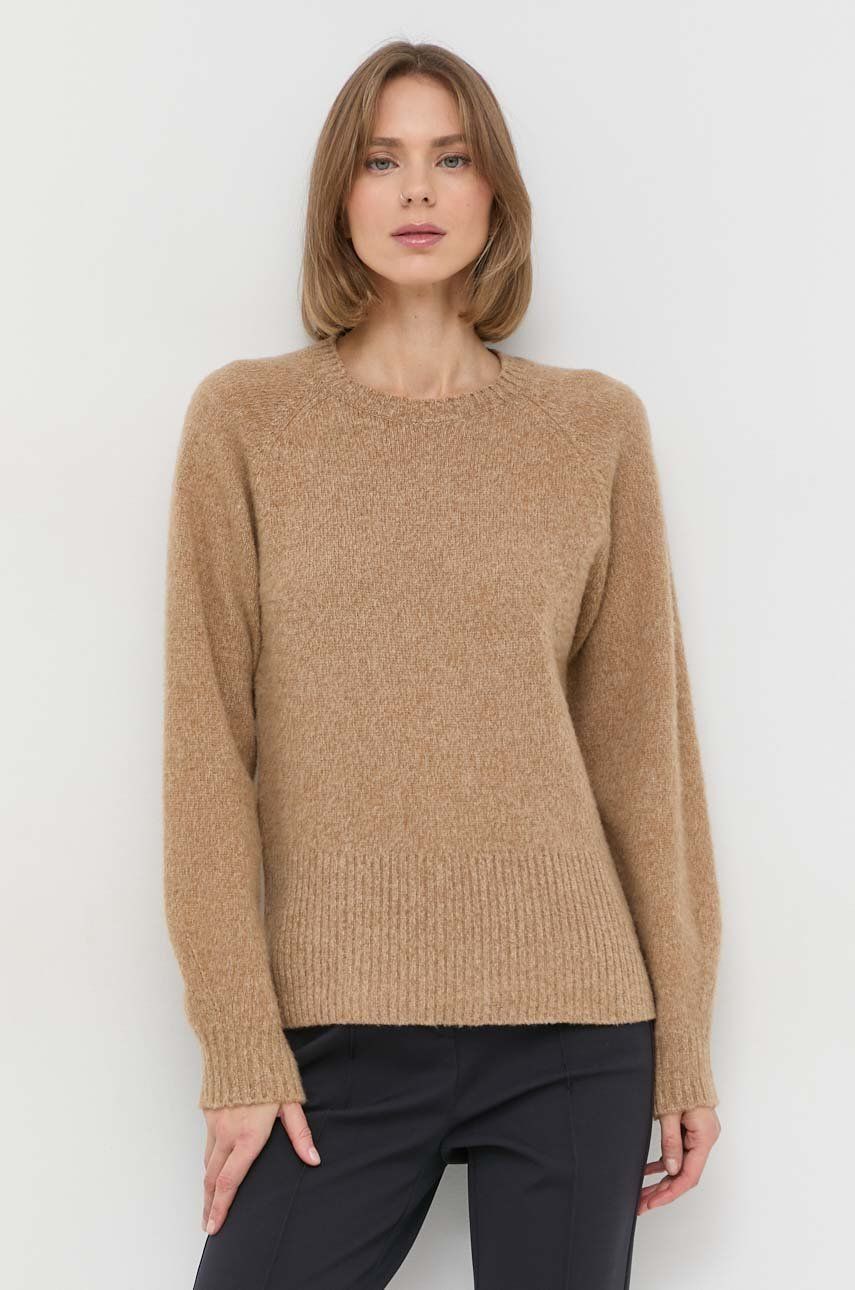 Max Mara Leisure sweter wełniany damski kolor brązowy