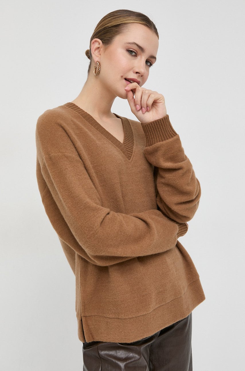 Max mara leisure pulover din amestec de lana femei, culoarea maro, light