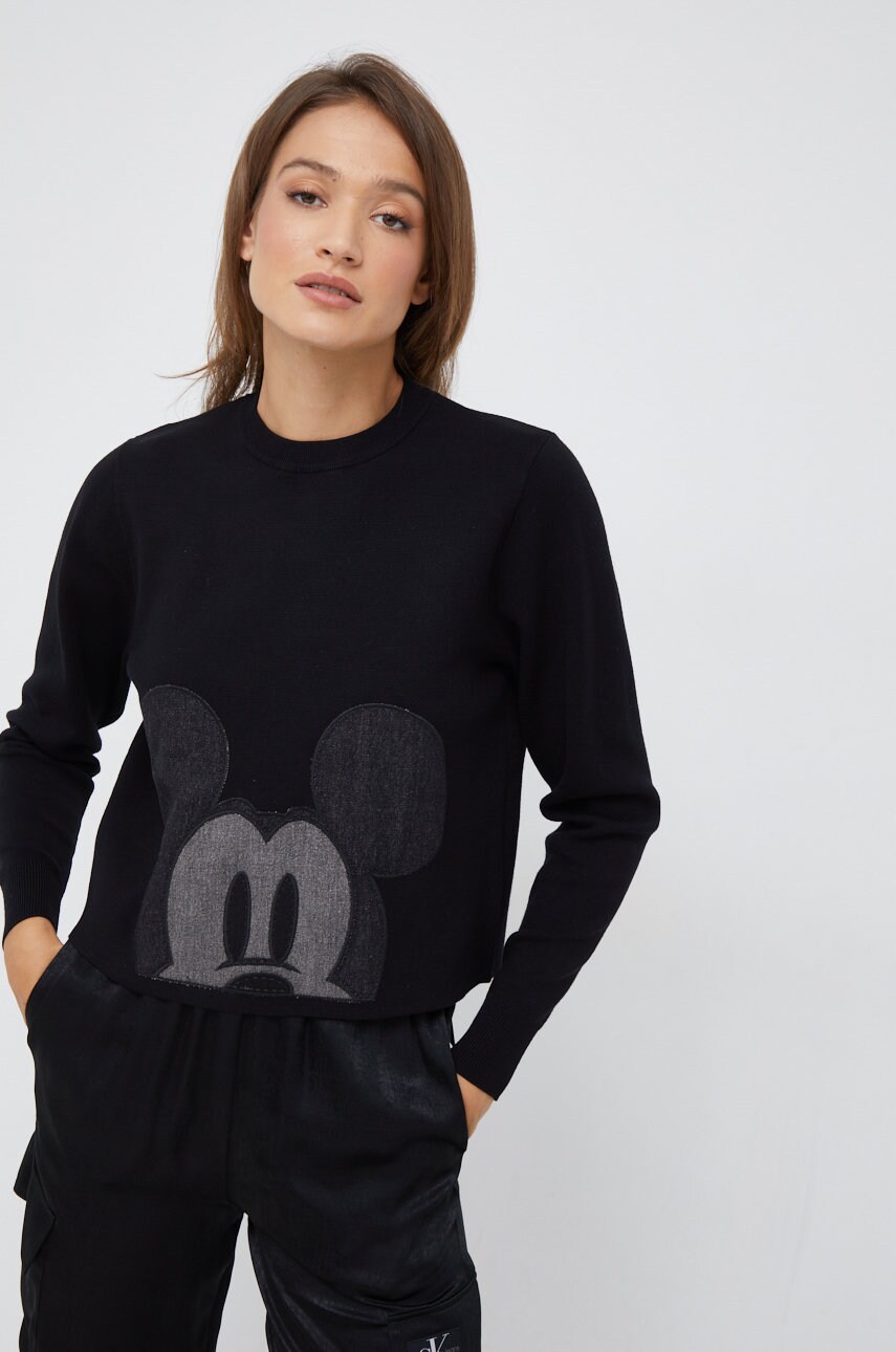 Desigual pulover femei, culoarea negru, cu turtleneck