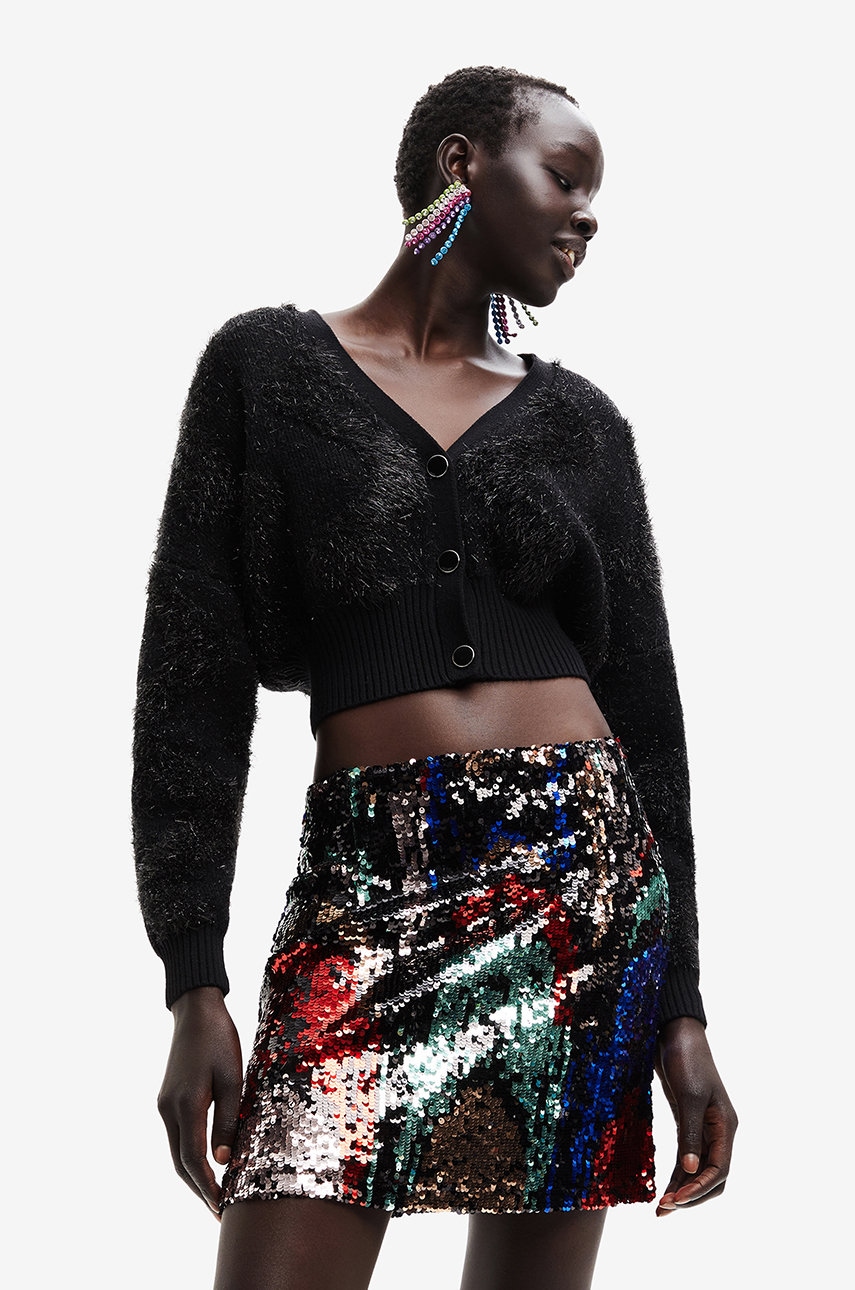 Desigual cardigan femei, culoarea negru,