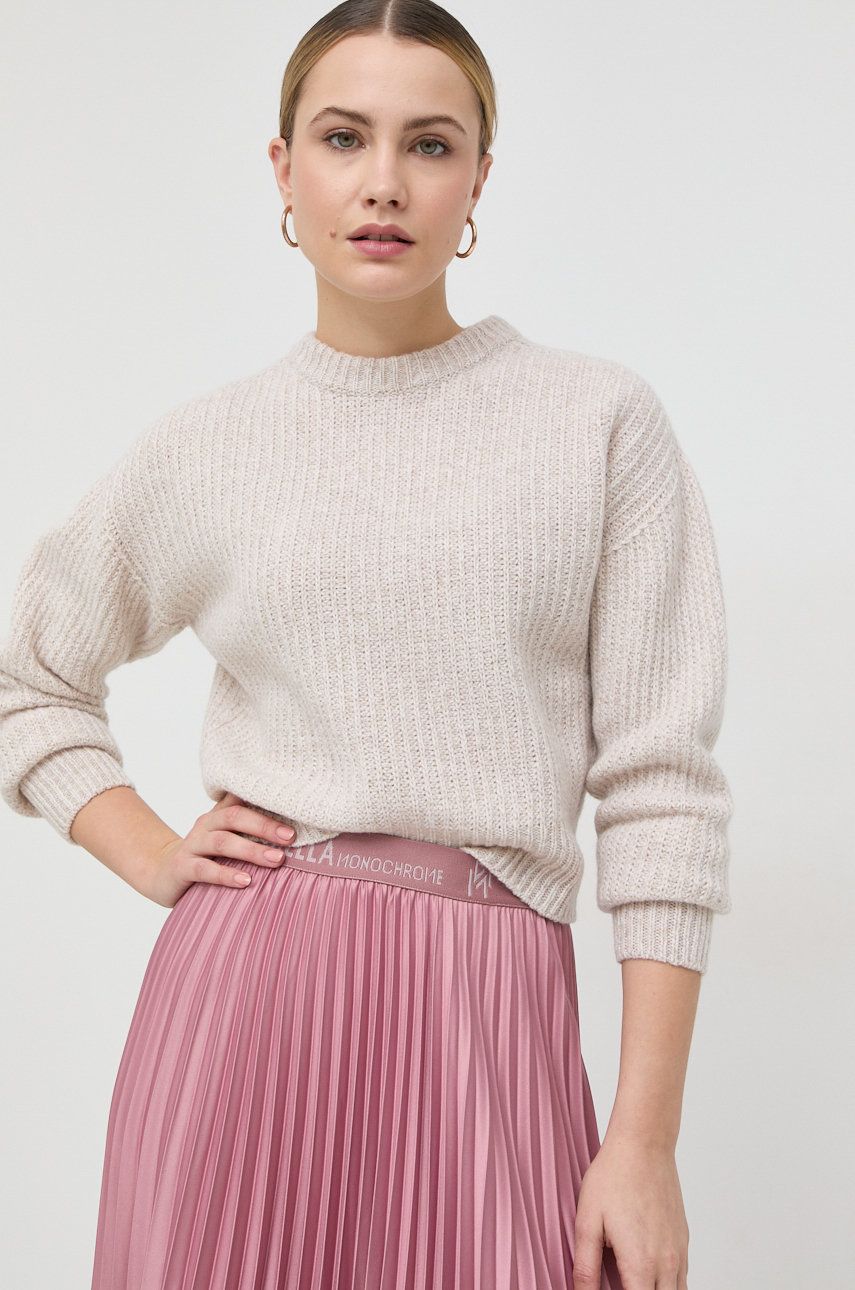 Marella pulover de lana femei, culoarea bej, călduros answear.ro imagine megaplaza.ro