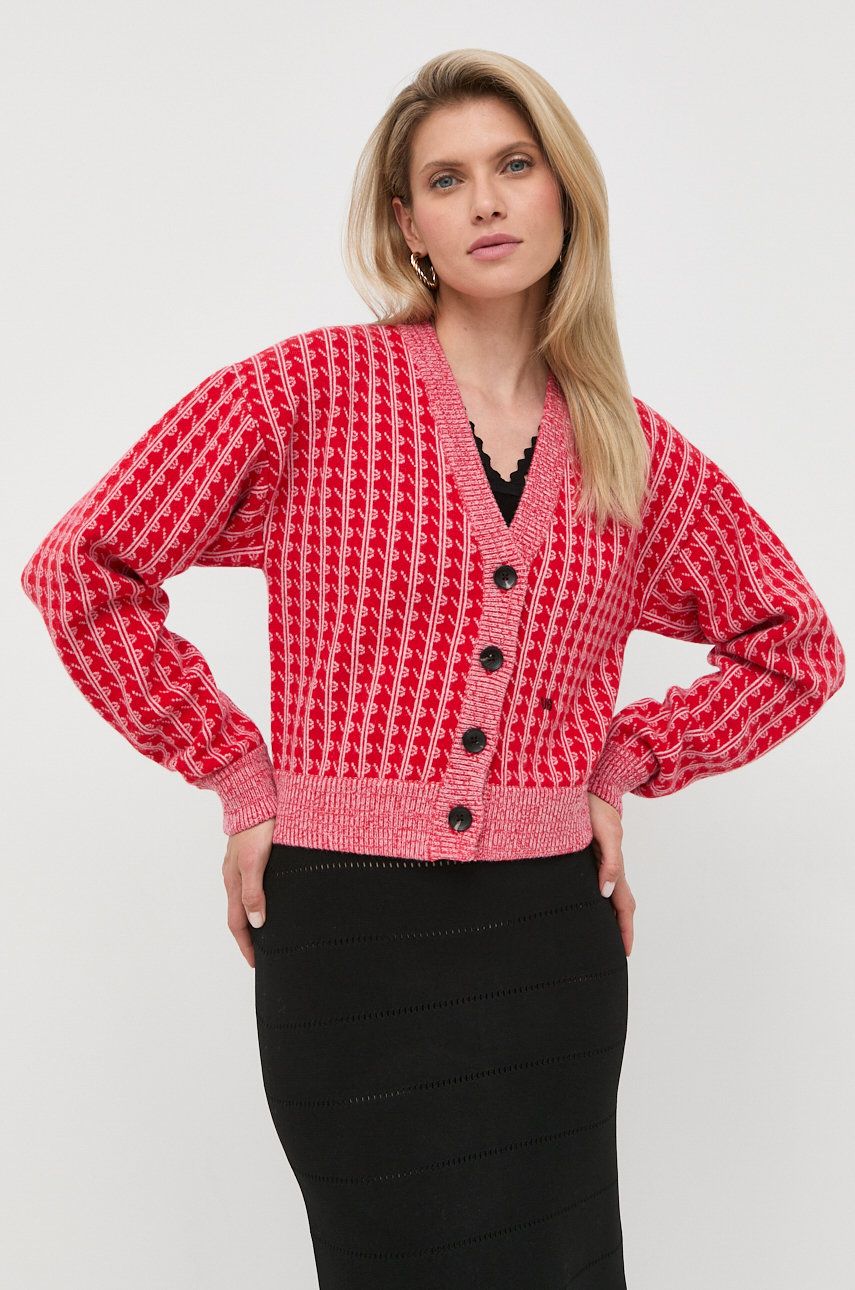 Victoria Beckham cardigan din lana femei, culoarea rosu, călduros answear imagine noua