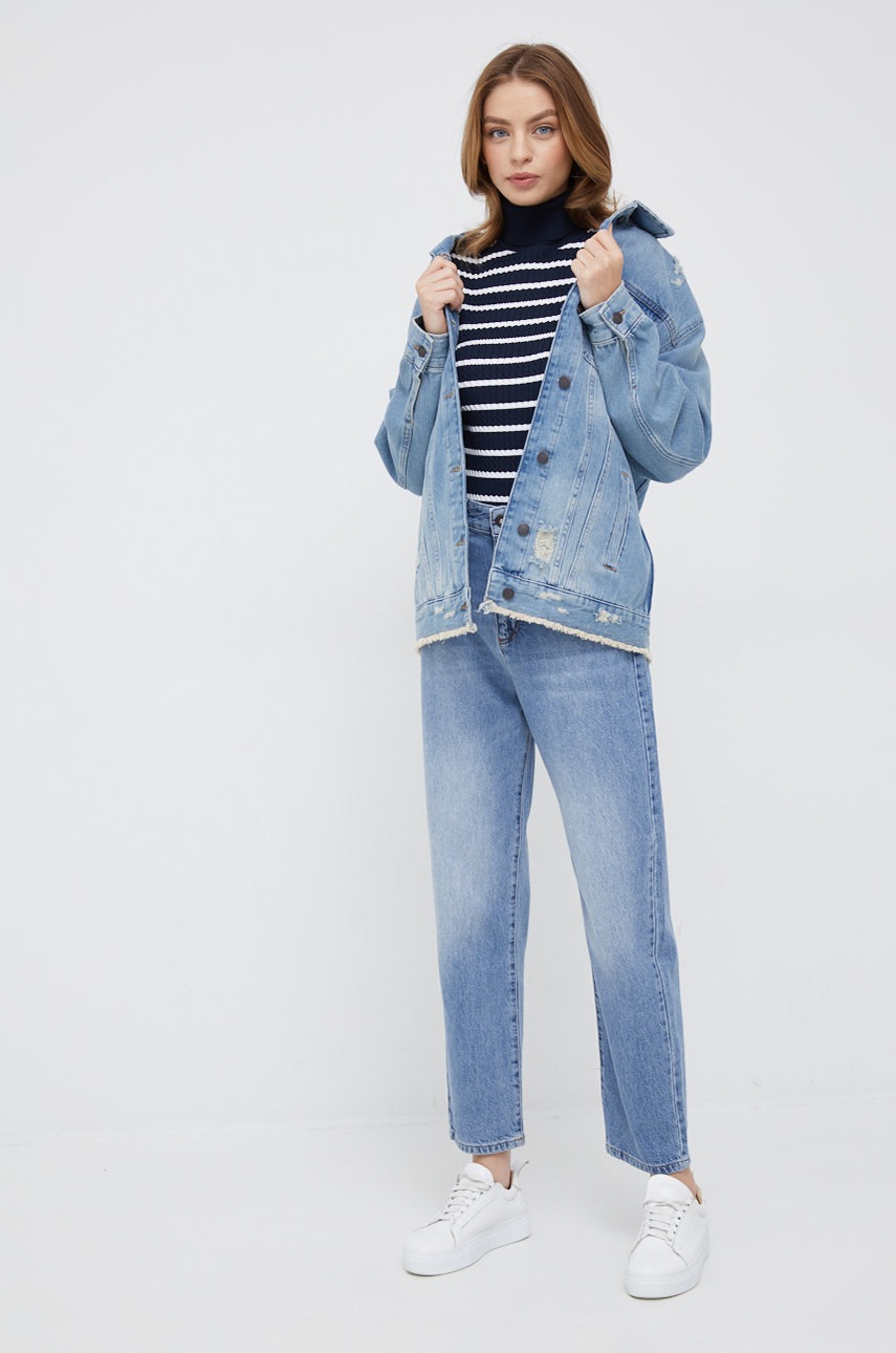 

Свитер Tommy Hilfiger женский цвет синий с гольфом