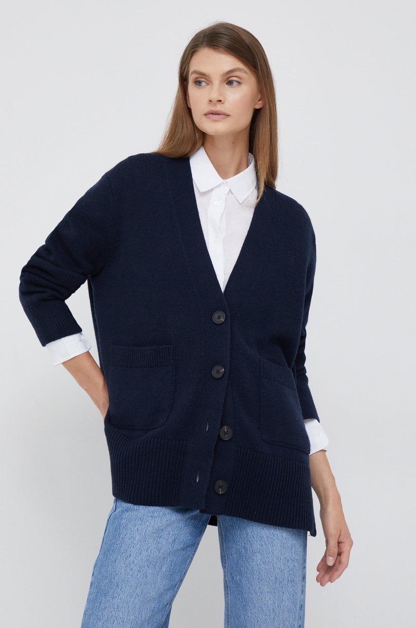 

Жилетка с вълна Tommy Hilfiger в тъмносиньо от топла материя, Тъмносин