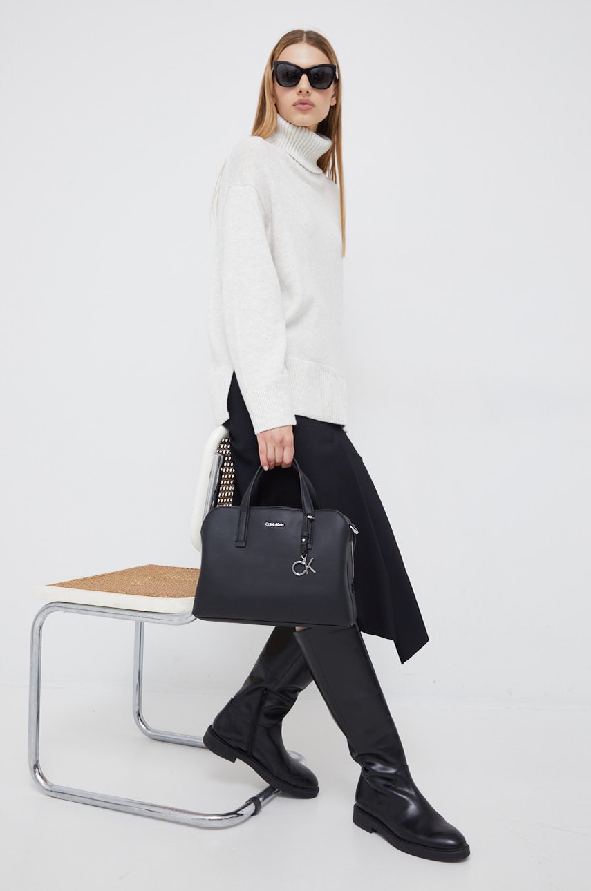 Светр з домішкою вовни Tommy Hilfiger жіночий колір бежевий гольф