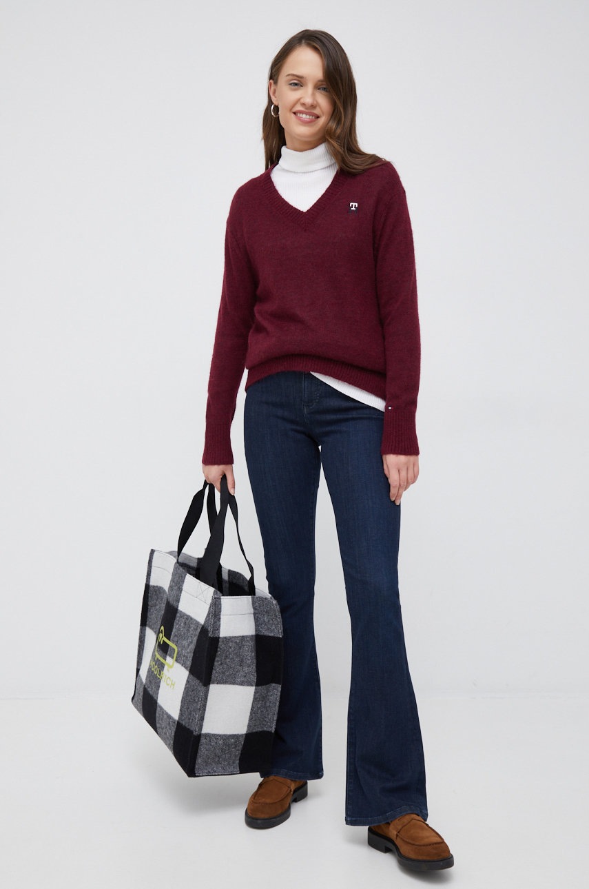 

Свитер с примесью шерсти Tommy Hilfiger женский цвет бордовый