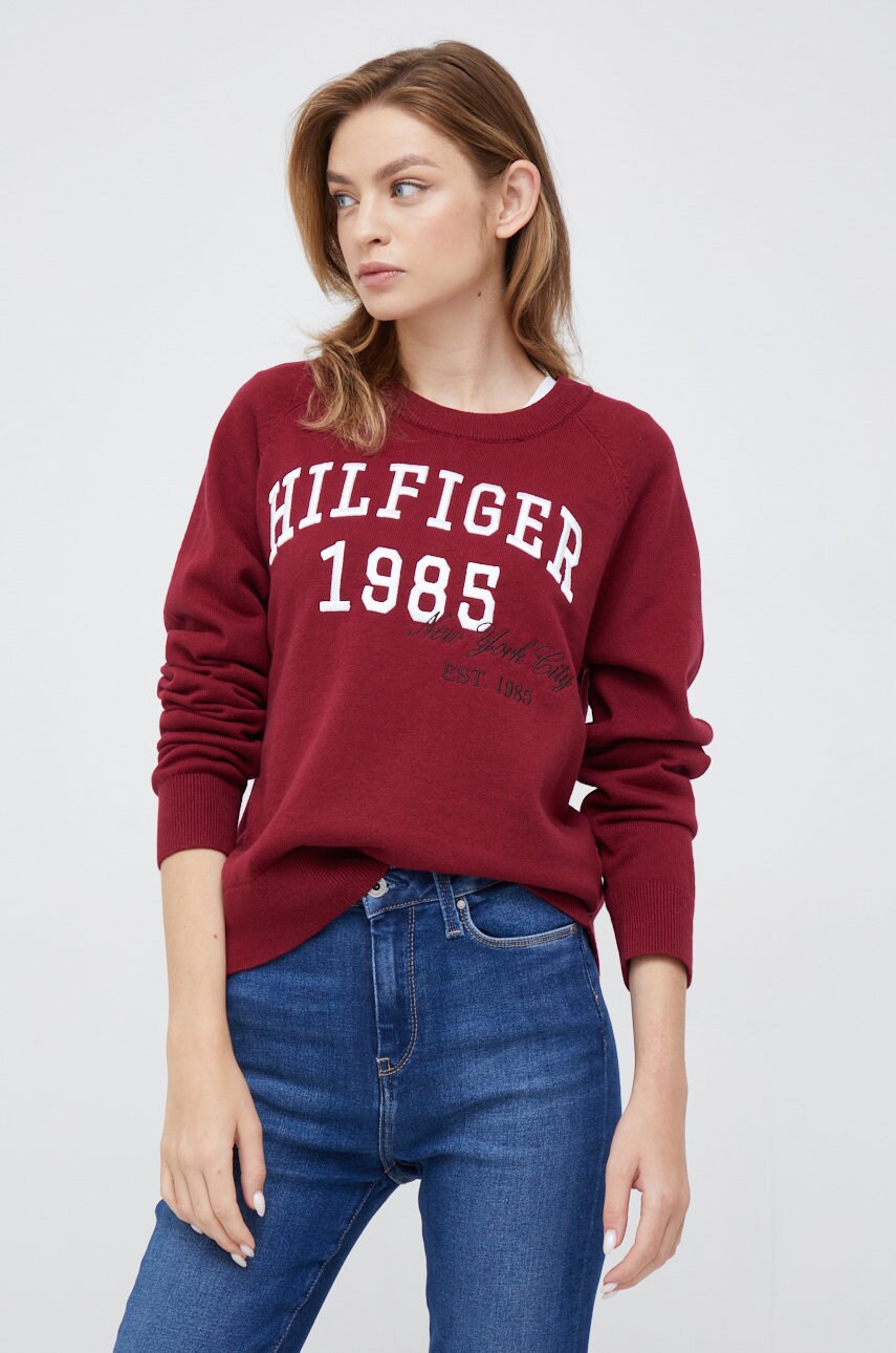 

Пуловер с вълна Tommy Hilfiger дамски в бордо