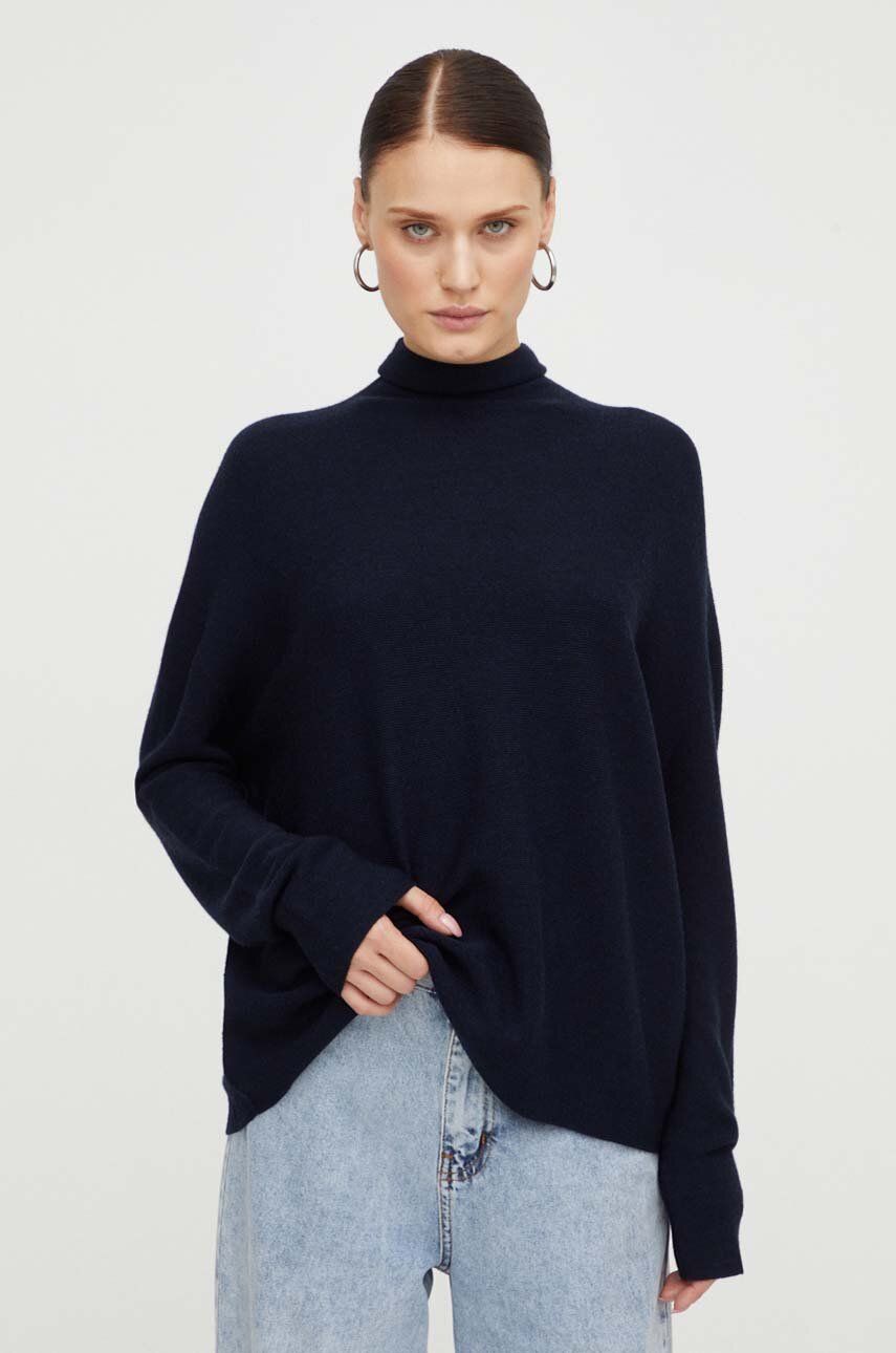 Drykorn pulover de lana femei, culoarea negru, light, cu guler