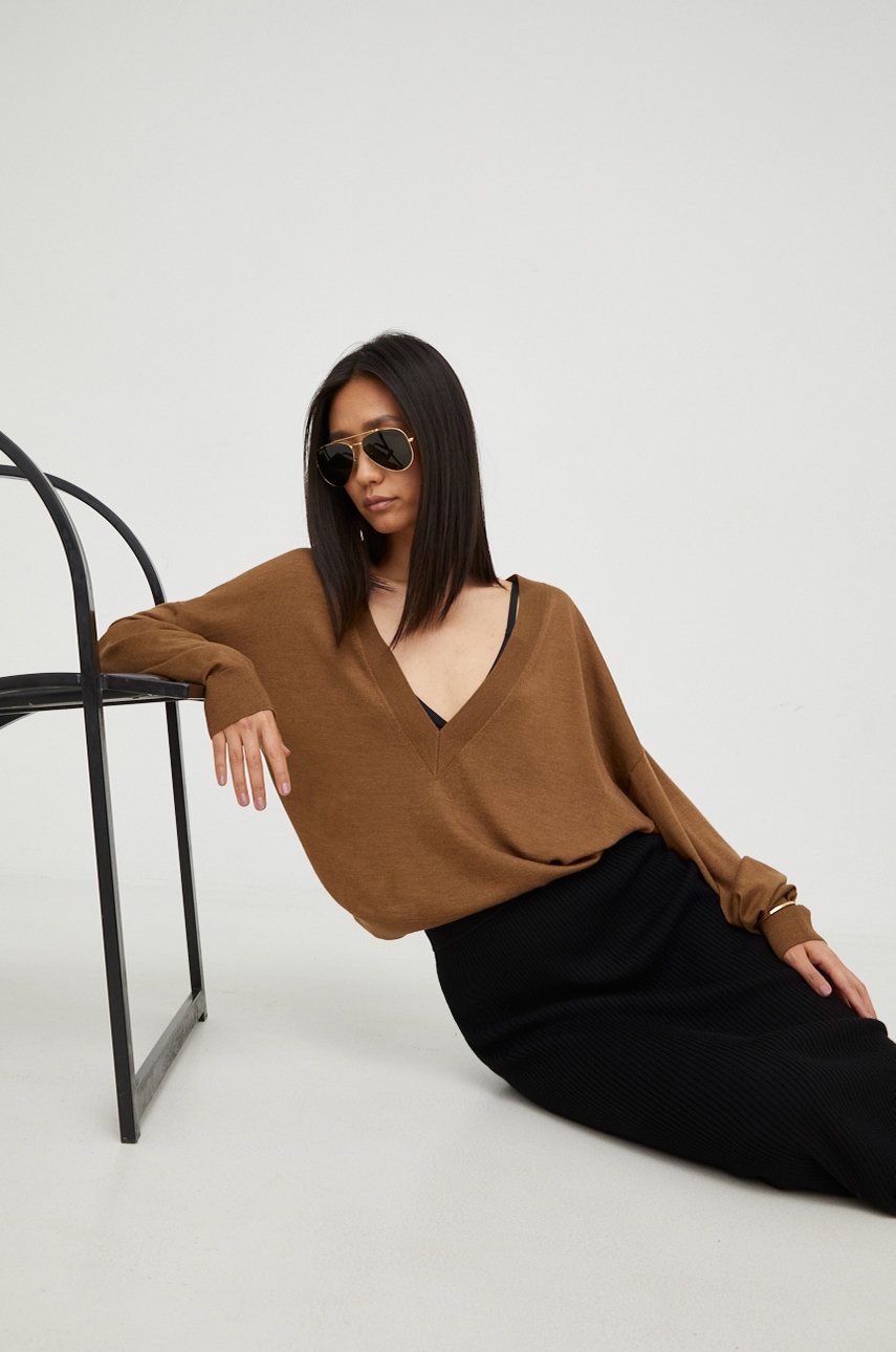 Drykorn pulover de lana femei, culoarea maro, light answear.ro imagine noua 2022
