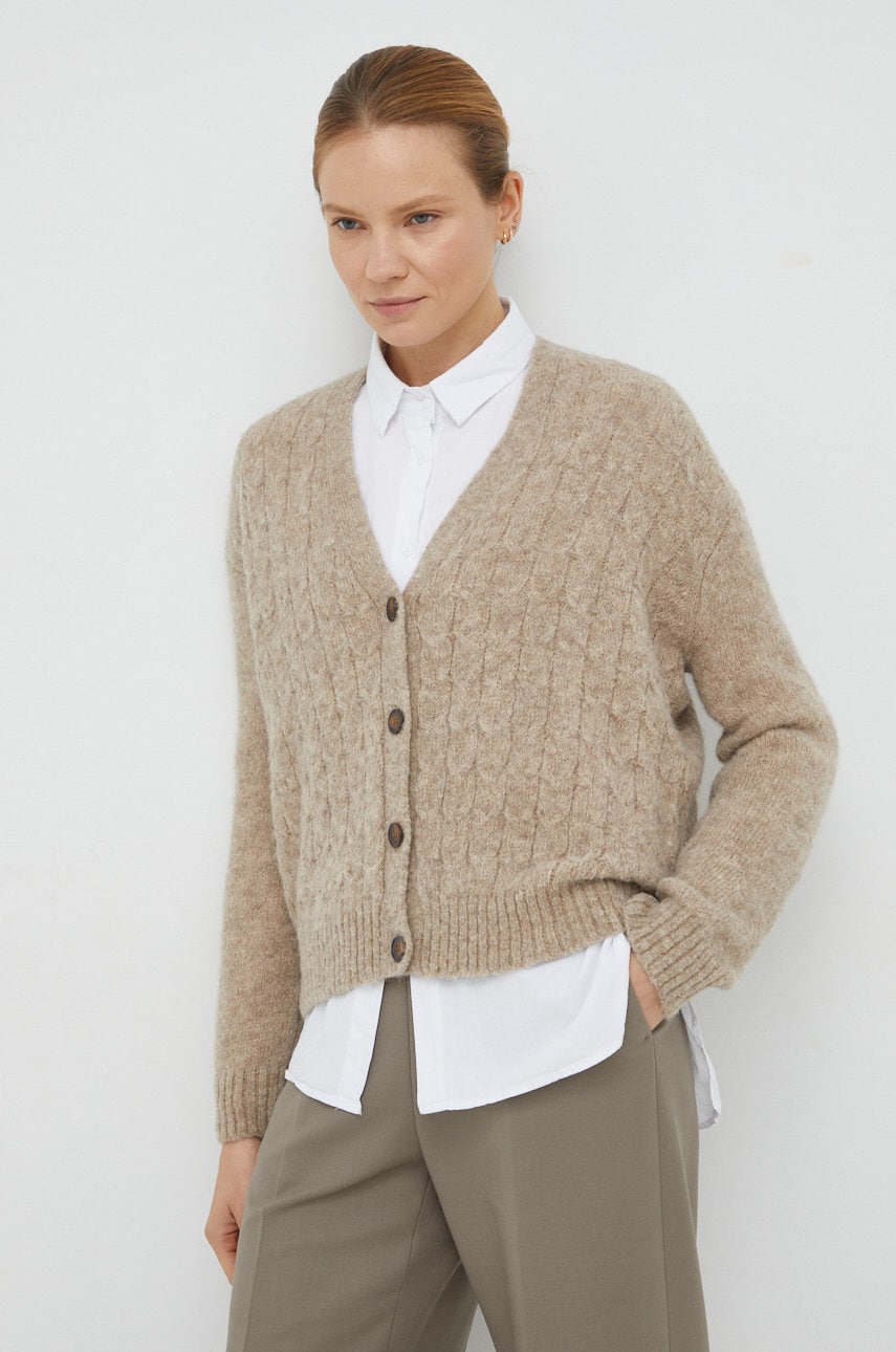 Samsoe samsoe cardigan din lana femei, culoarea bej