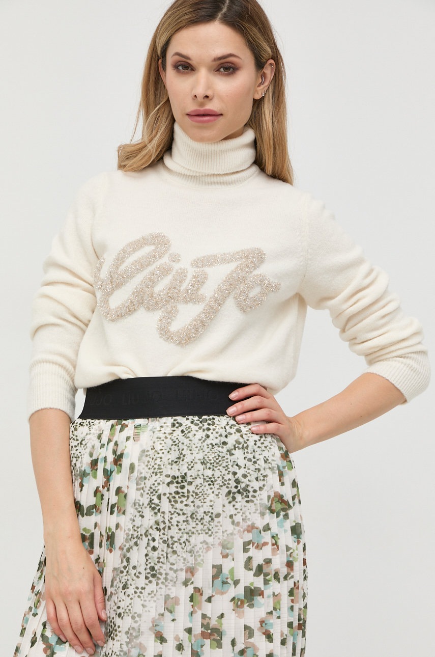 

Пуловер Liu Jo дамски в бежово от лека материя с поло, Бежов