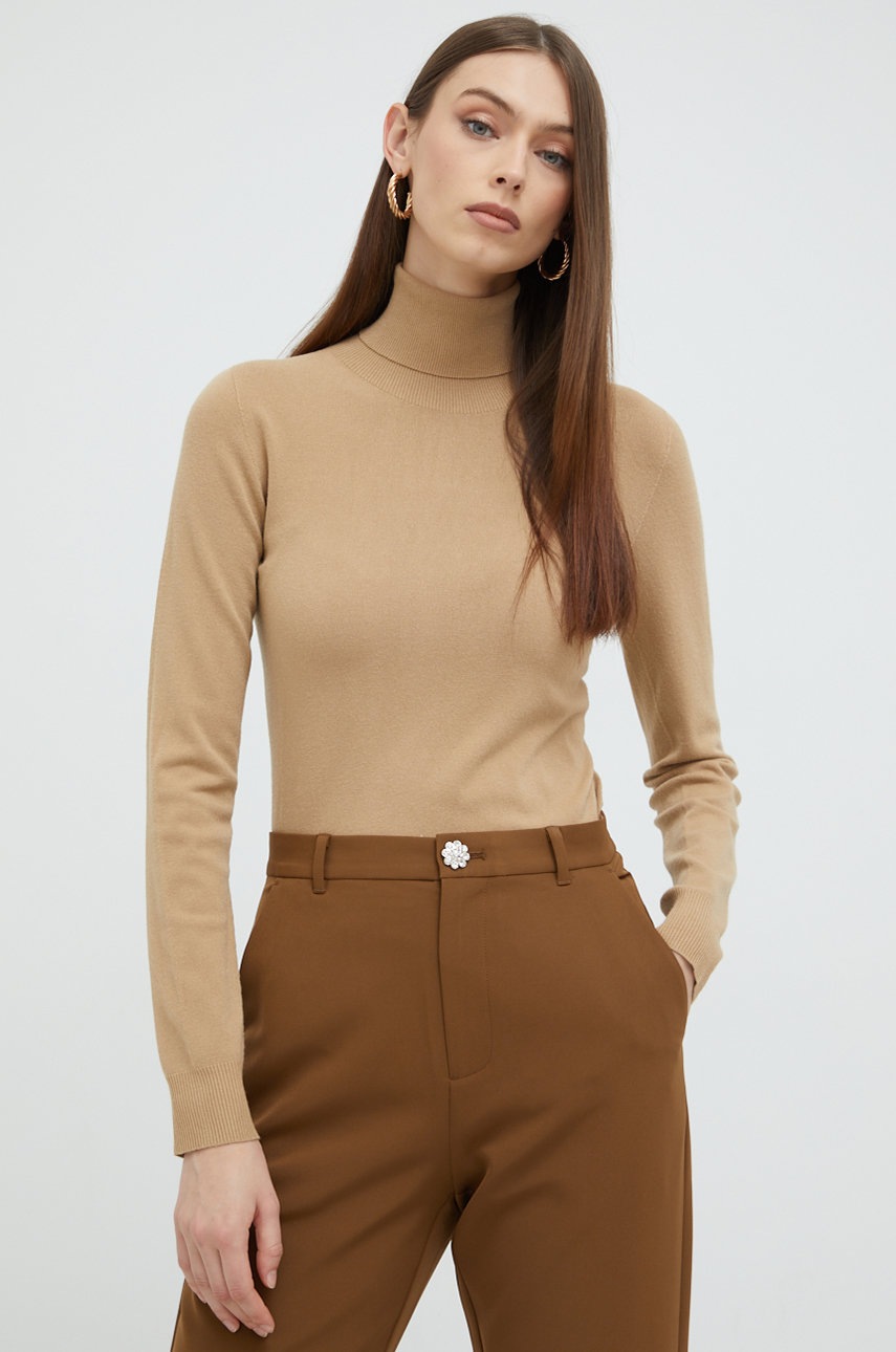 

Пуловер Liu Jo дамски в бежово от лека материя с поло, Бежов