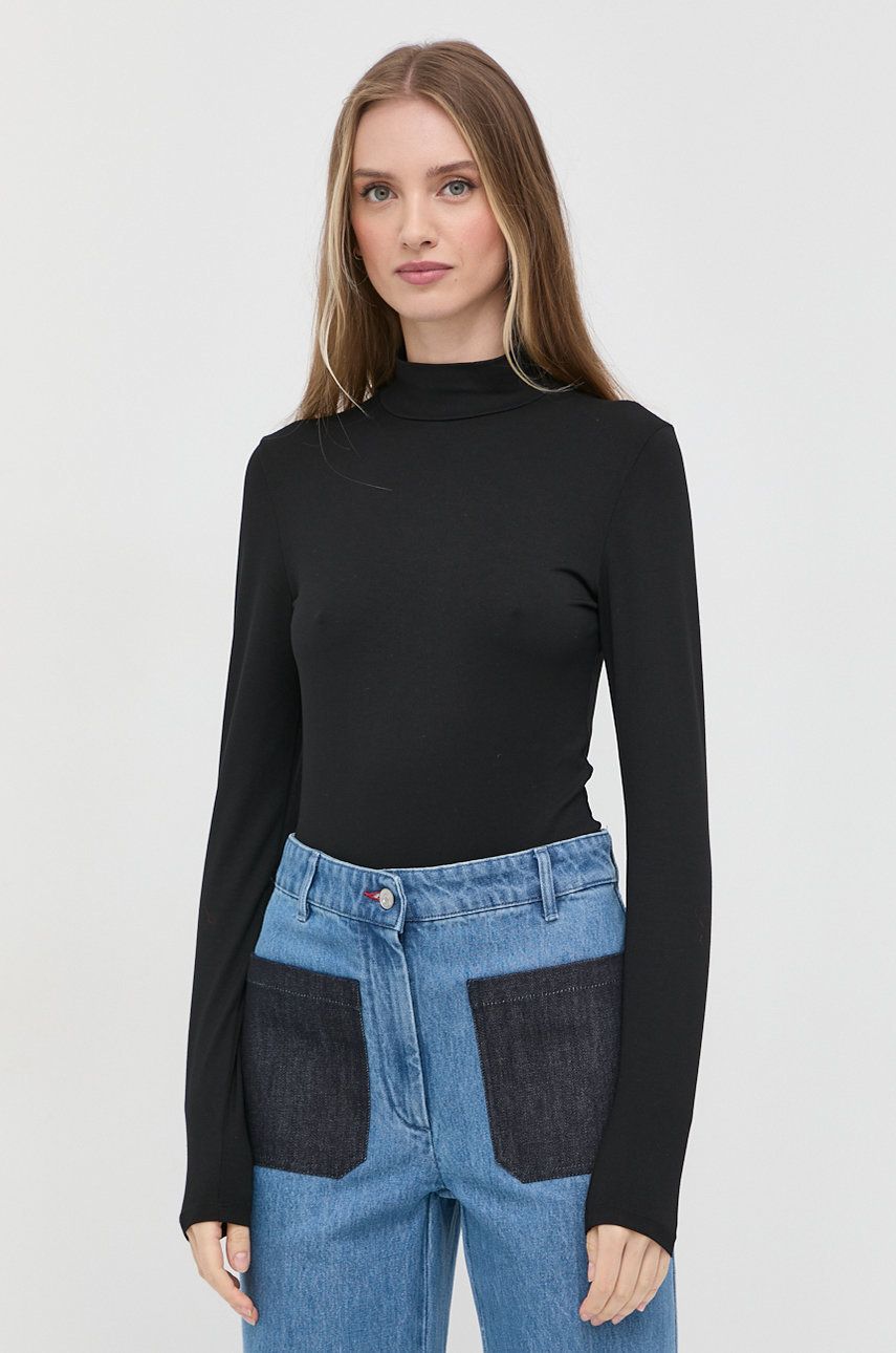 Boss Longsleeve Femei, Culoarea Negru, Cu Turtleneck