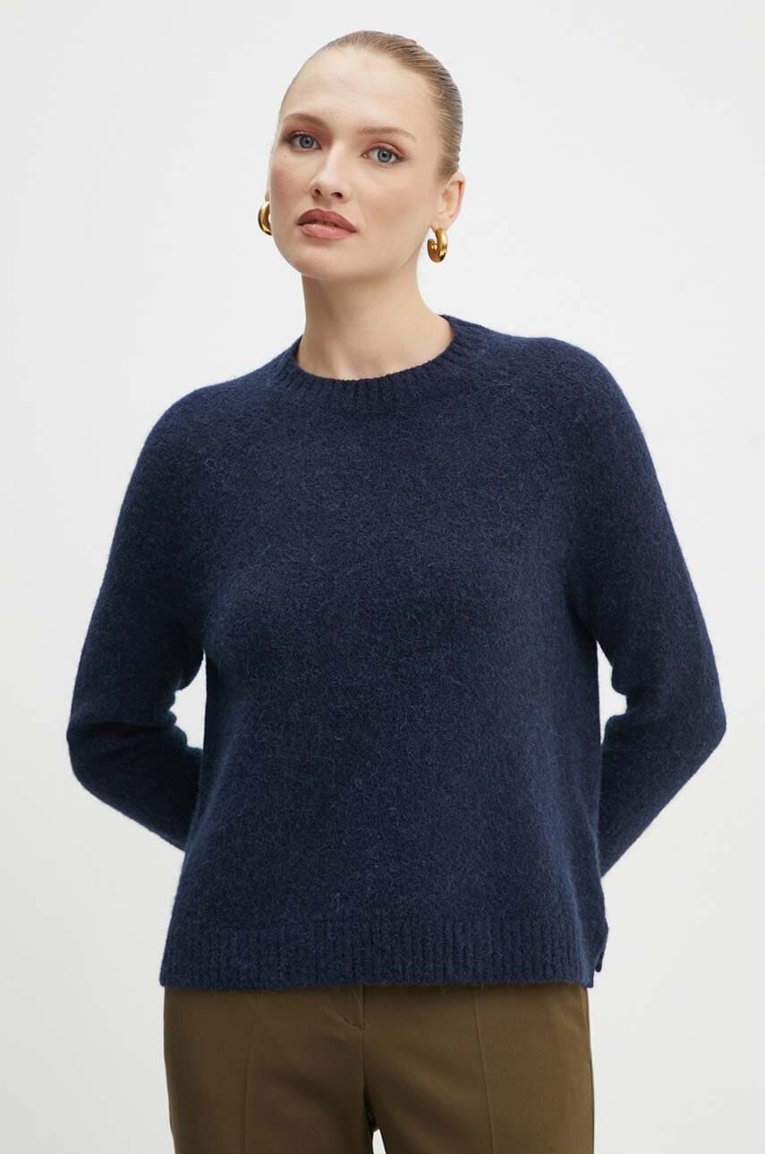 BOSS pulover din amestec de lana femei, culoarea albastru marin