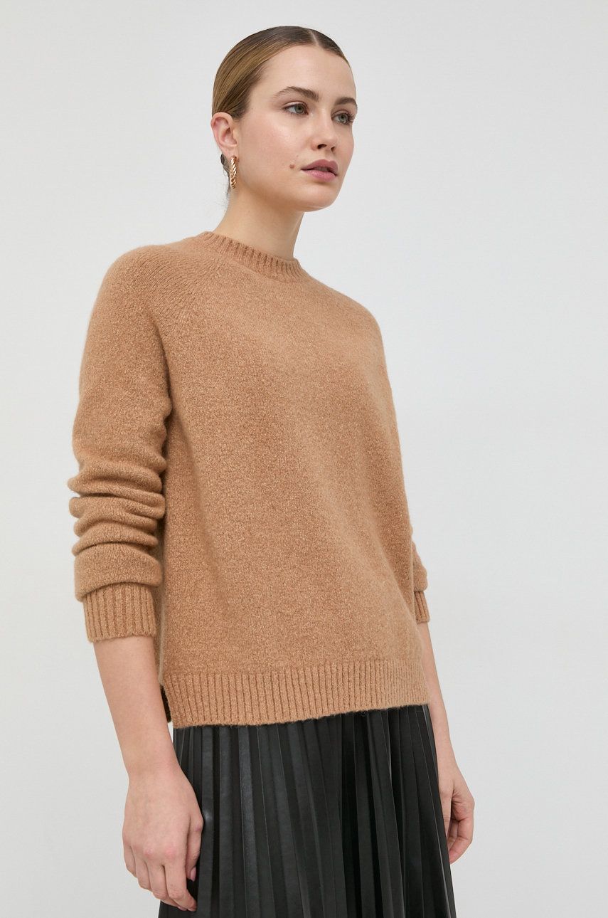 BOSS pulover din amestec de lana femei, culoarea bej,