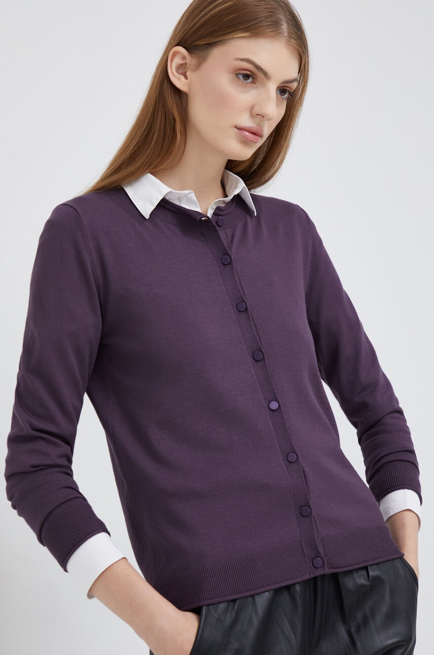 Sisley cardigan femei, culoarea violet, light