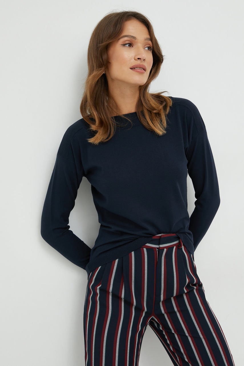 

Пуловер Sisley дамски в тъмносиньо от лека материя, Тъмносин