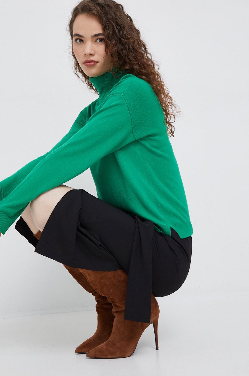

Светр United Colors of Benetton жіночий колір зелений легкий гольф