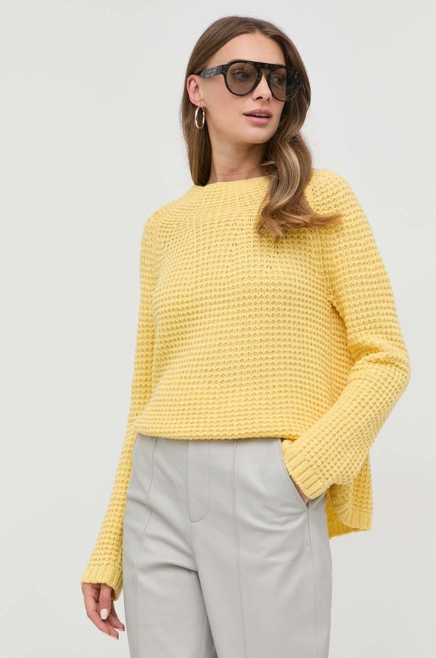 Weekend max mara pulover de lana femei, culoarea galben,