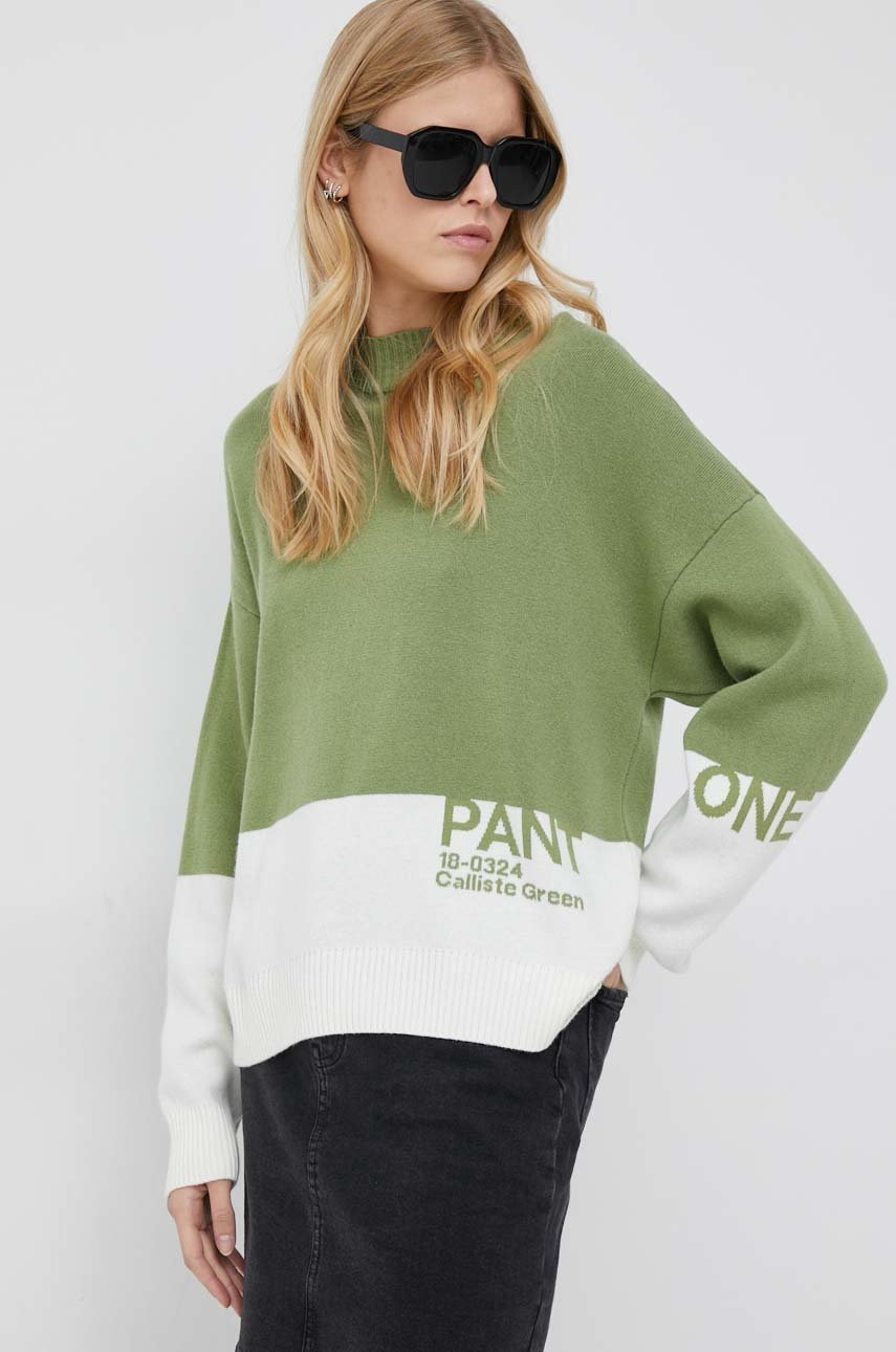 

Пуловер с кашмир United Colors of Benetton X Pantone дамски в зелено от лека материя, Зелен