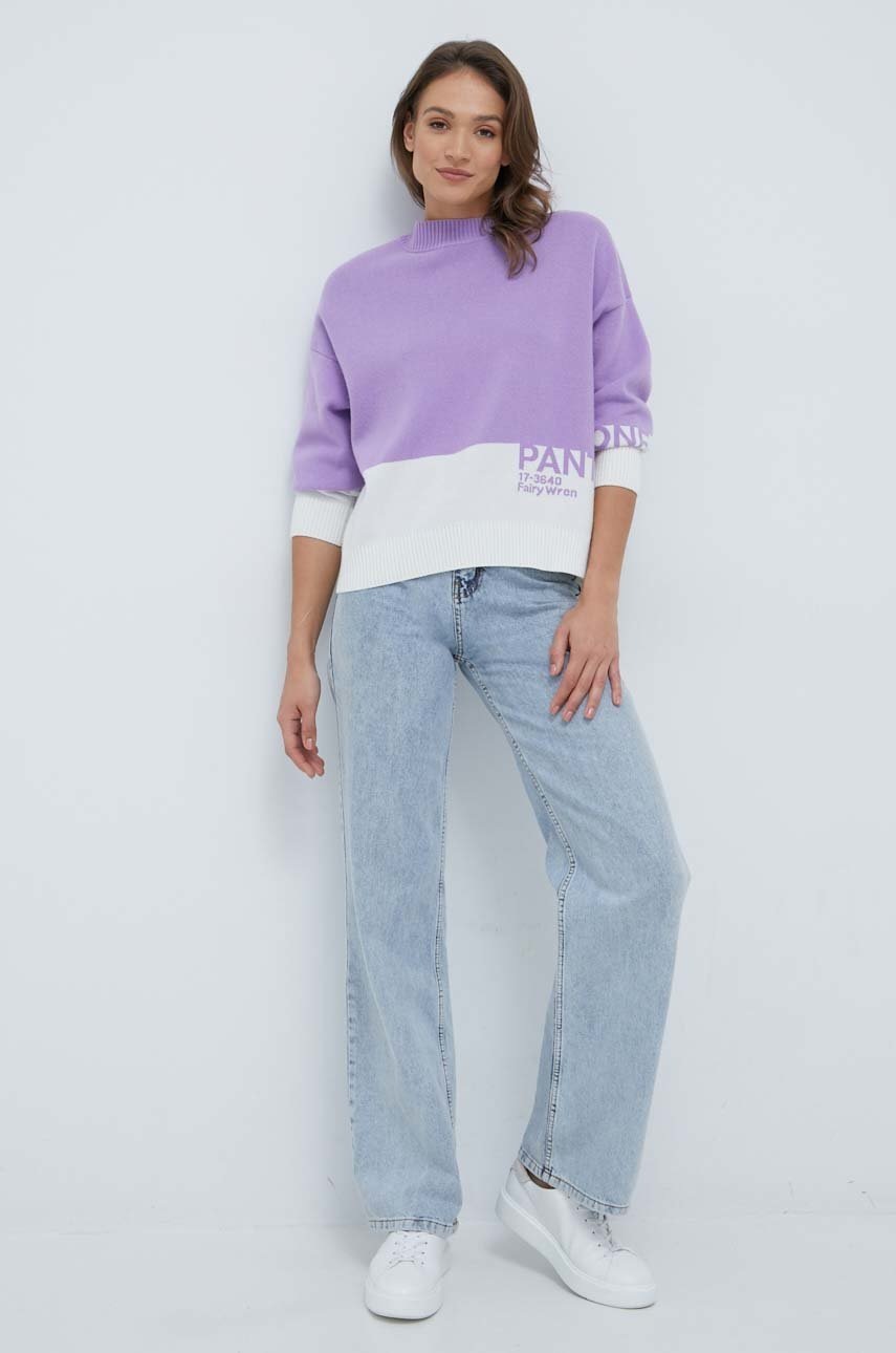 

Светр з домішкою вовни United Colors of Benetton X Pantone жіночий колір фіолетовий