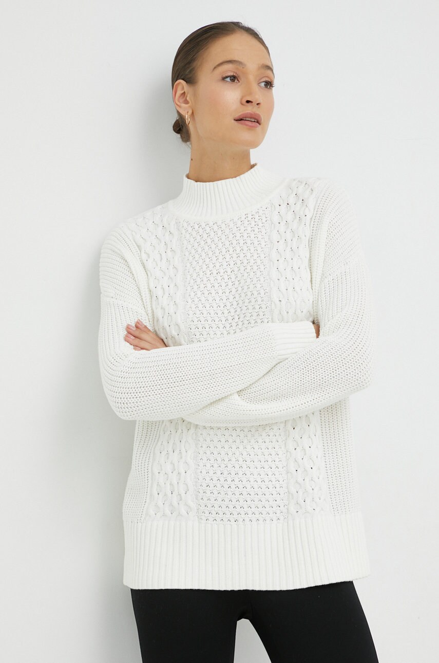 Gap pulover de bumbac femei, culoarea alb, cu turtleneck