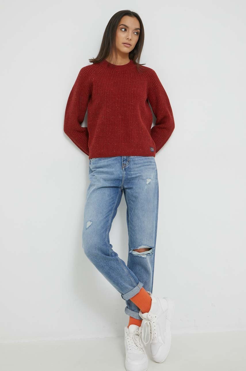 

Шерстяной свитер Superdry женский цвет красный