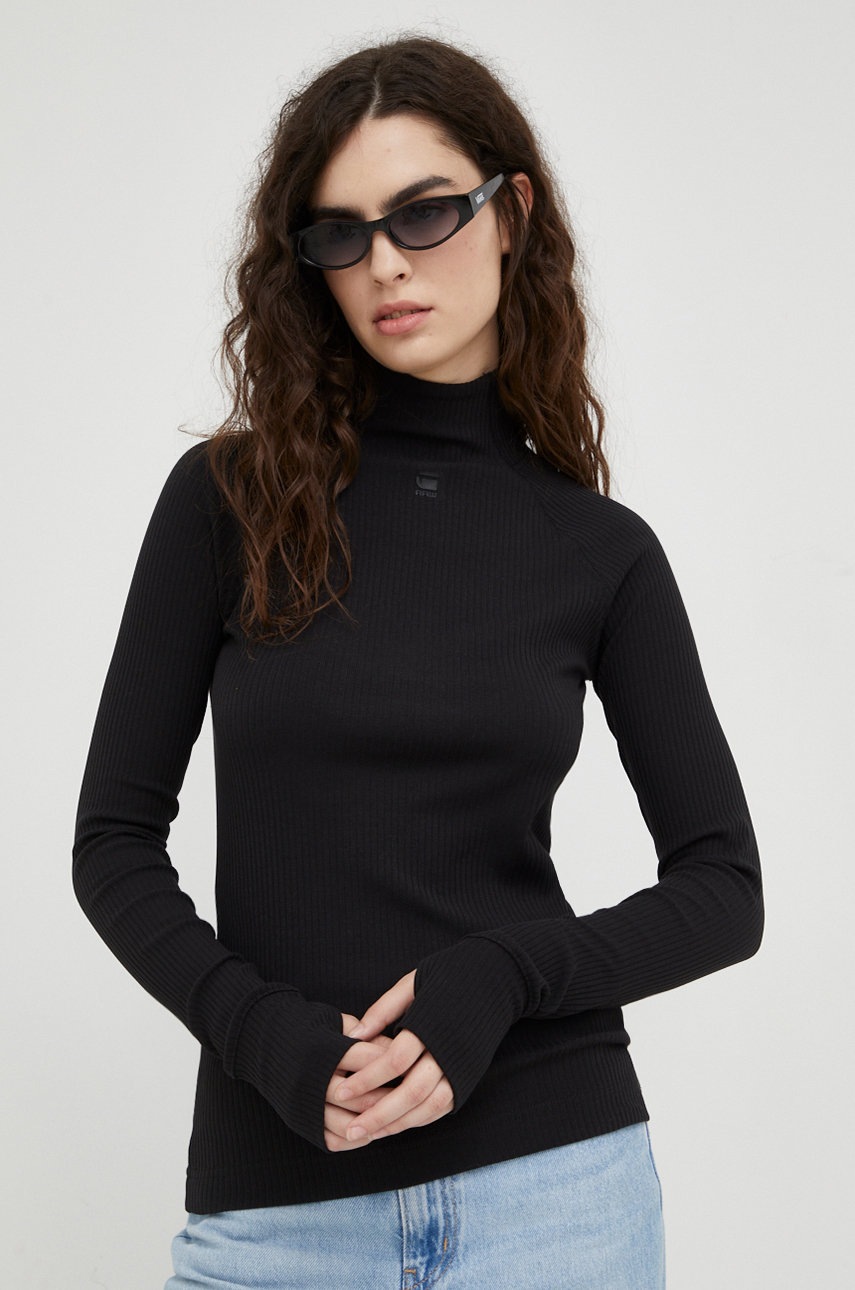 

Лонгслів G-Star Raw жіночий колір чорний гольф