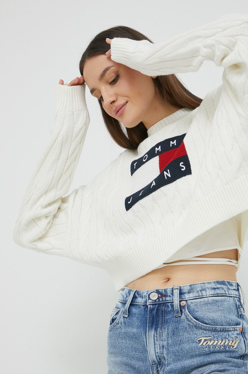 pepper to justify Active Tommy Jeans pulover femei, culoarea alb, - Haine si Incaltaminte Dama Piele  Naturala si Ecologica Online
