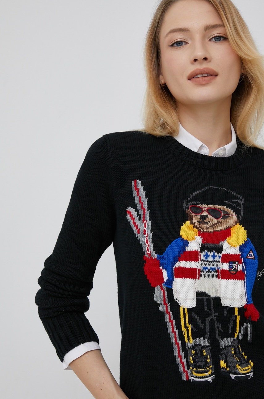 

Памучен пуловер Polo Ralph Lauren дамски в черно от лека материя, Черен