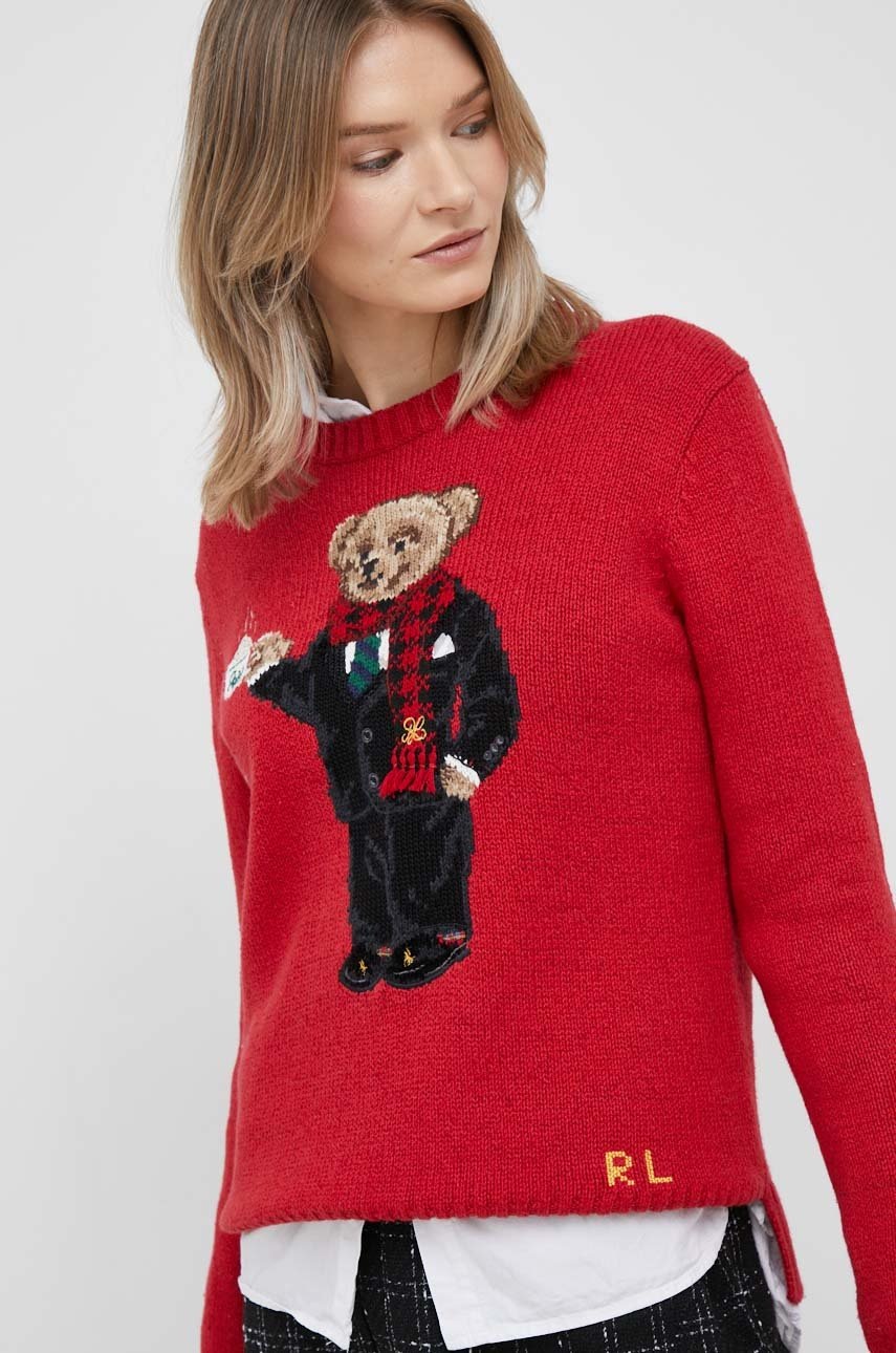 

Светр з домішкою льону Polo Ralph Lauren жіночий колір червоний