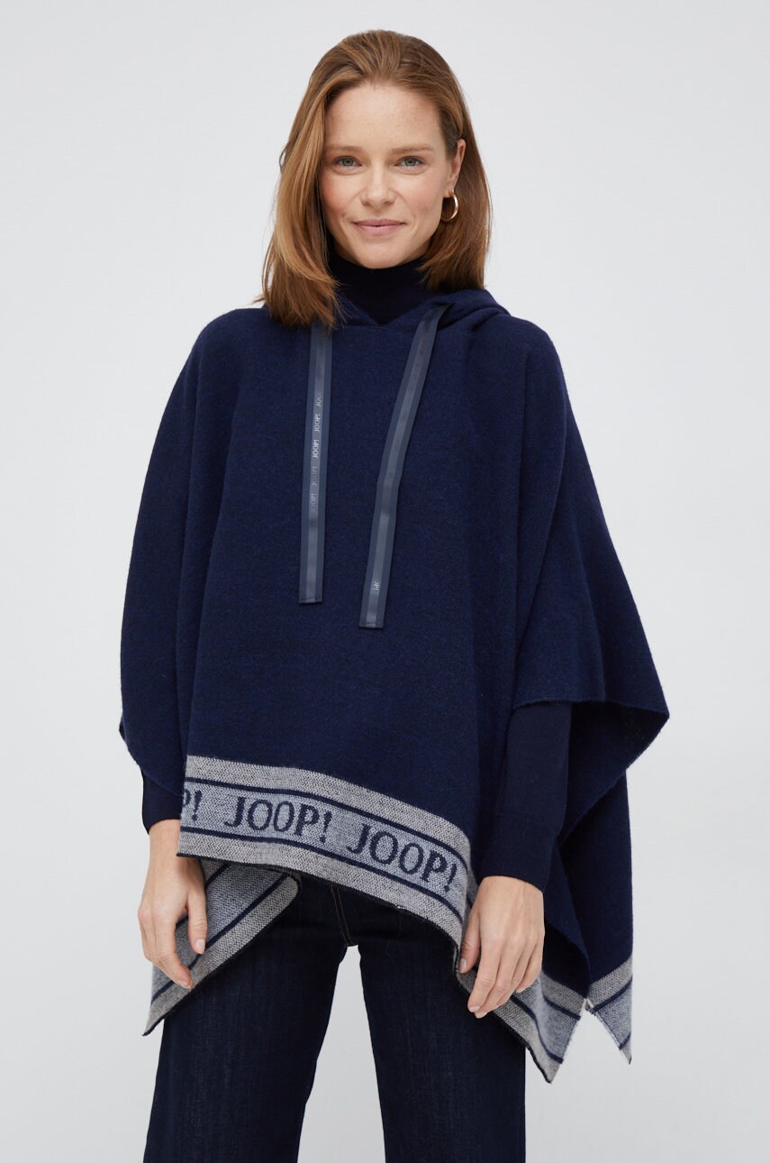 Joop! poncho din amestec de lana culoarea albastru marin, light