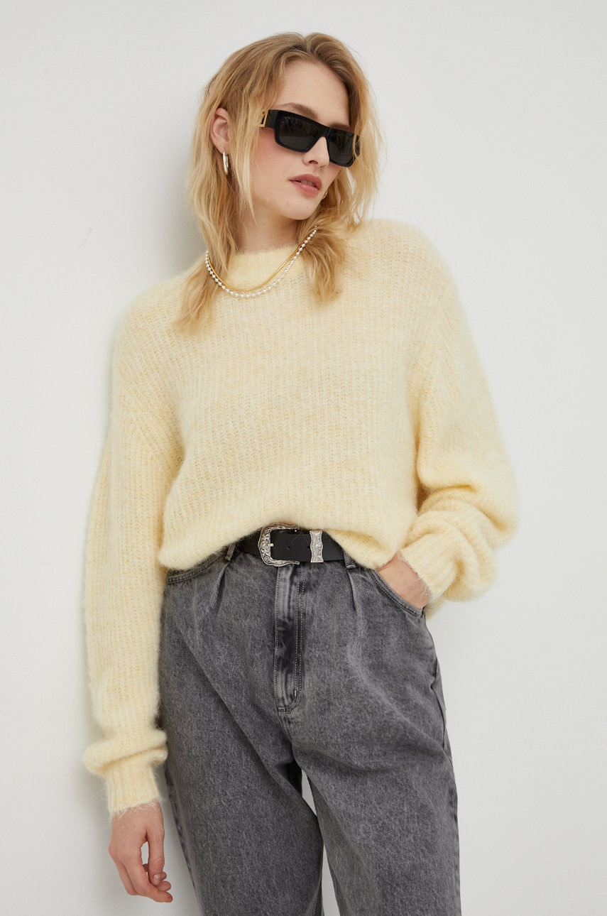 American Vintage pulover de lana femei, culoarea galben,