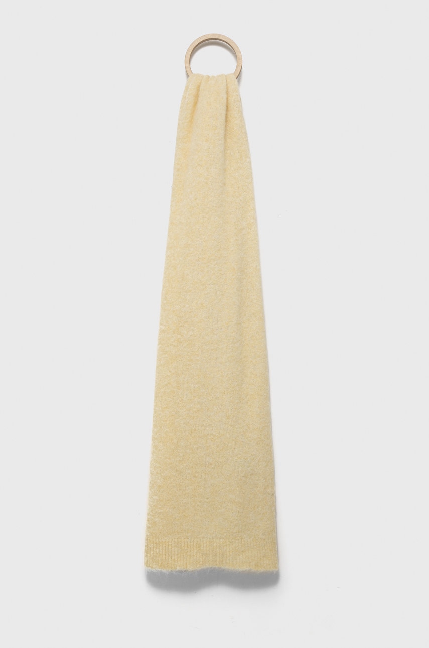 American Vintage esarfa de lana femei, culoarea galben, neted
