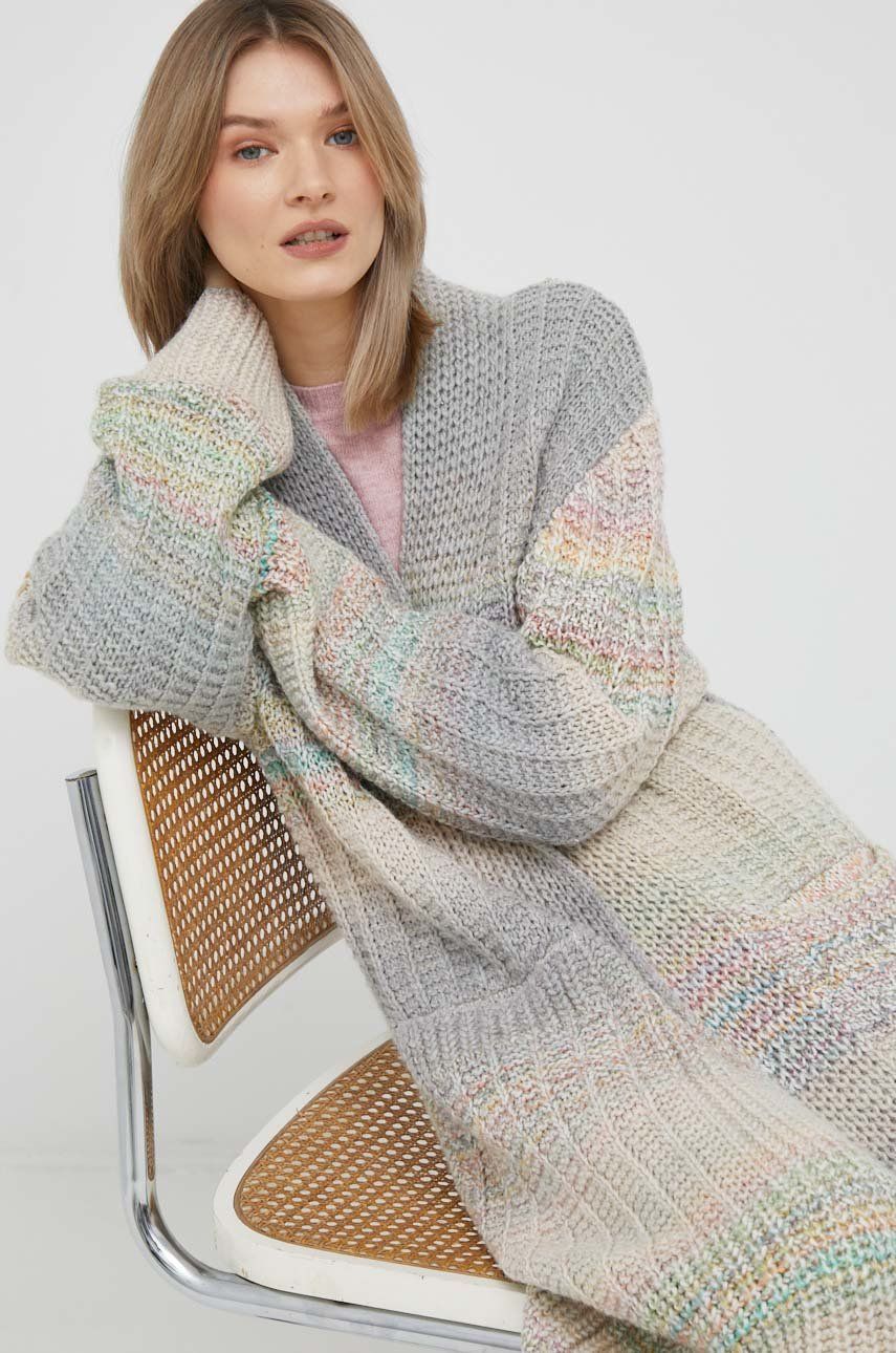 United Colors of Benetton cardigan din amestec de lana femei, culoarea gri, călduros amestec imagine noua