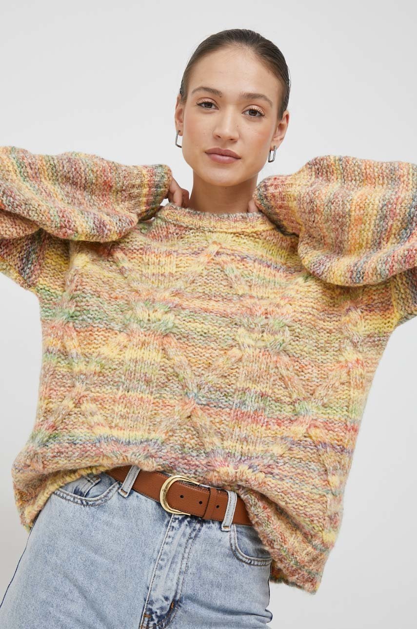 

Пуловер с вълна United Colors Of Benetton дамски от топла материя, Многоцветен