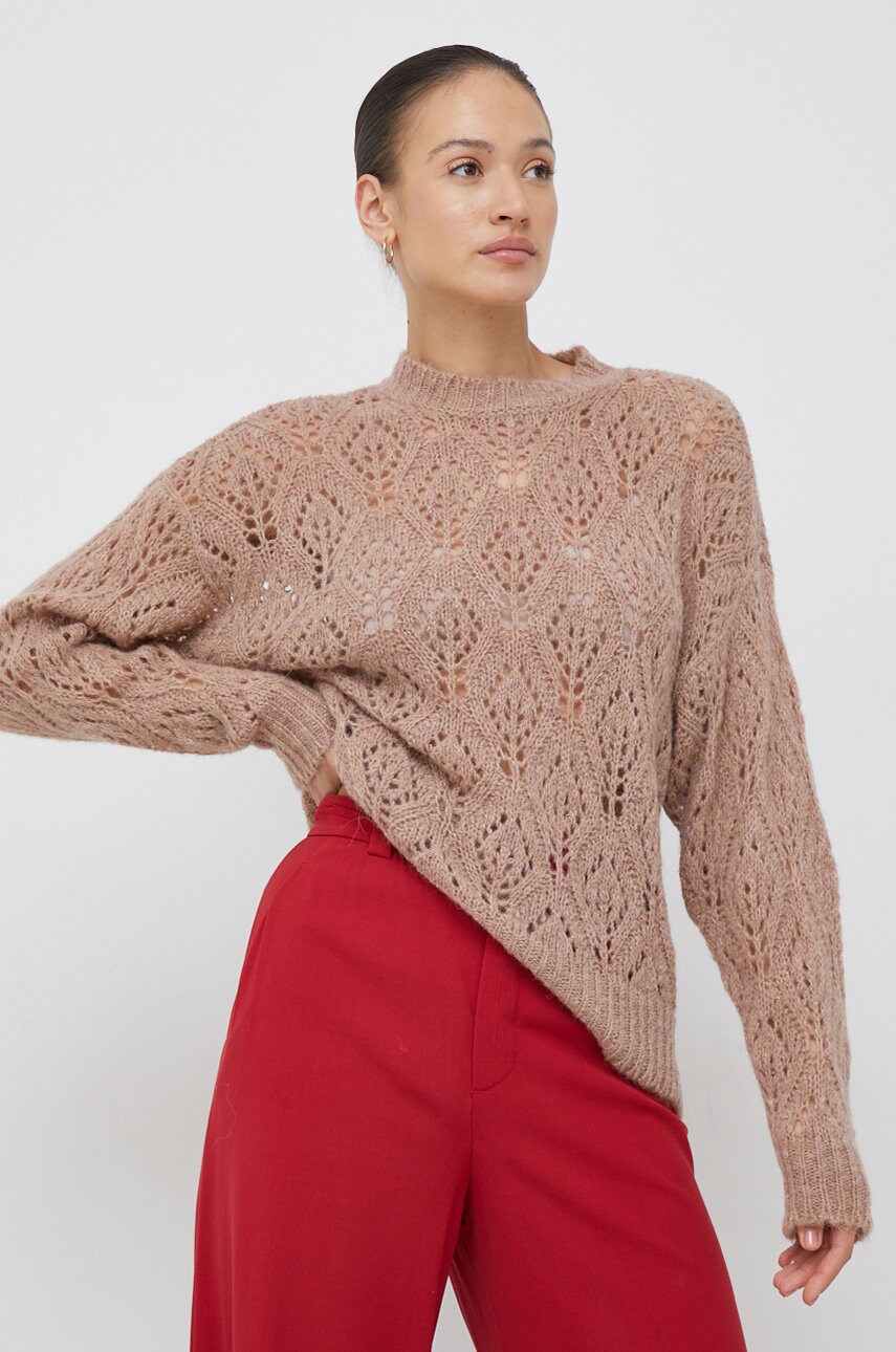 United colors of benetton pulover din amestec de lana femei, culoarea bej,